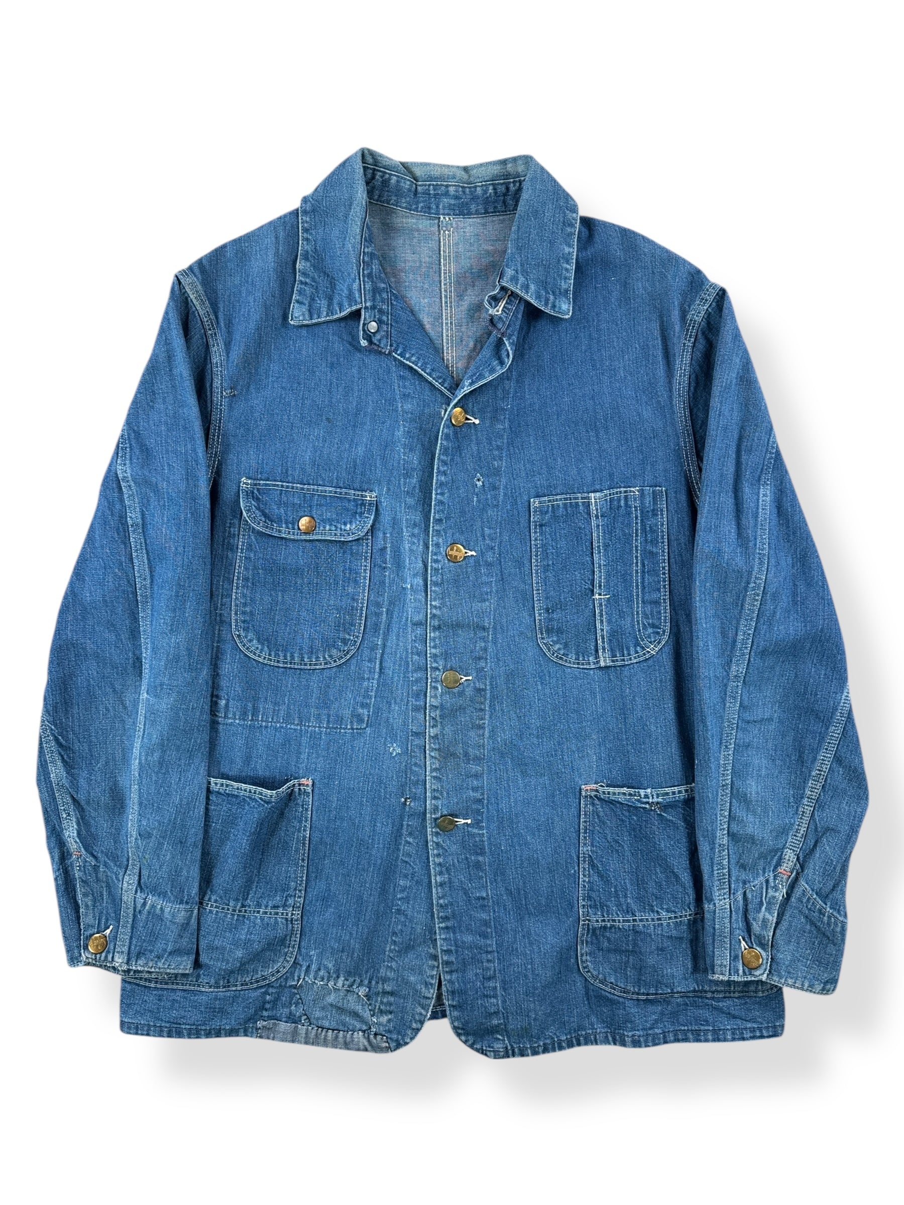 Front of Vintage Hand Repaired Sanforized Denim Chore Coat SZ L