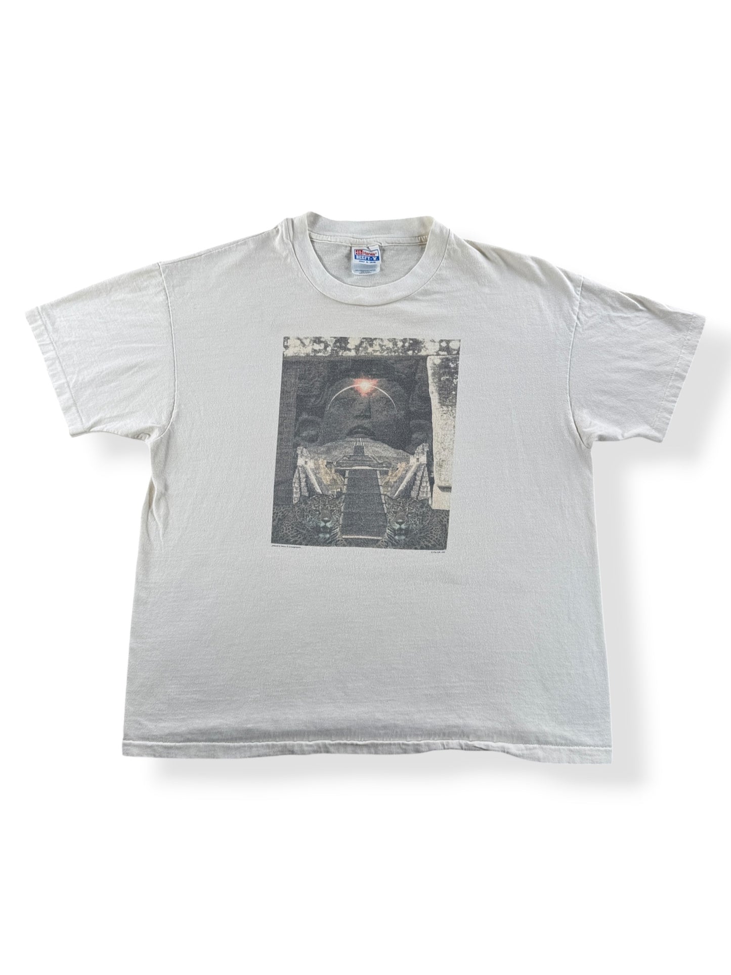 Front of Vintage 1990’s Hallucinogenic Cat Tee SZ XL