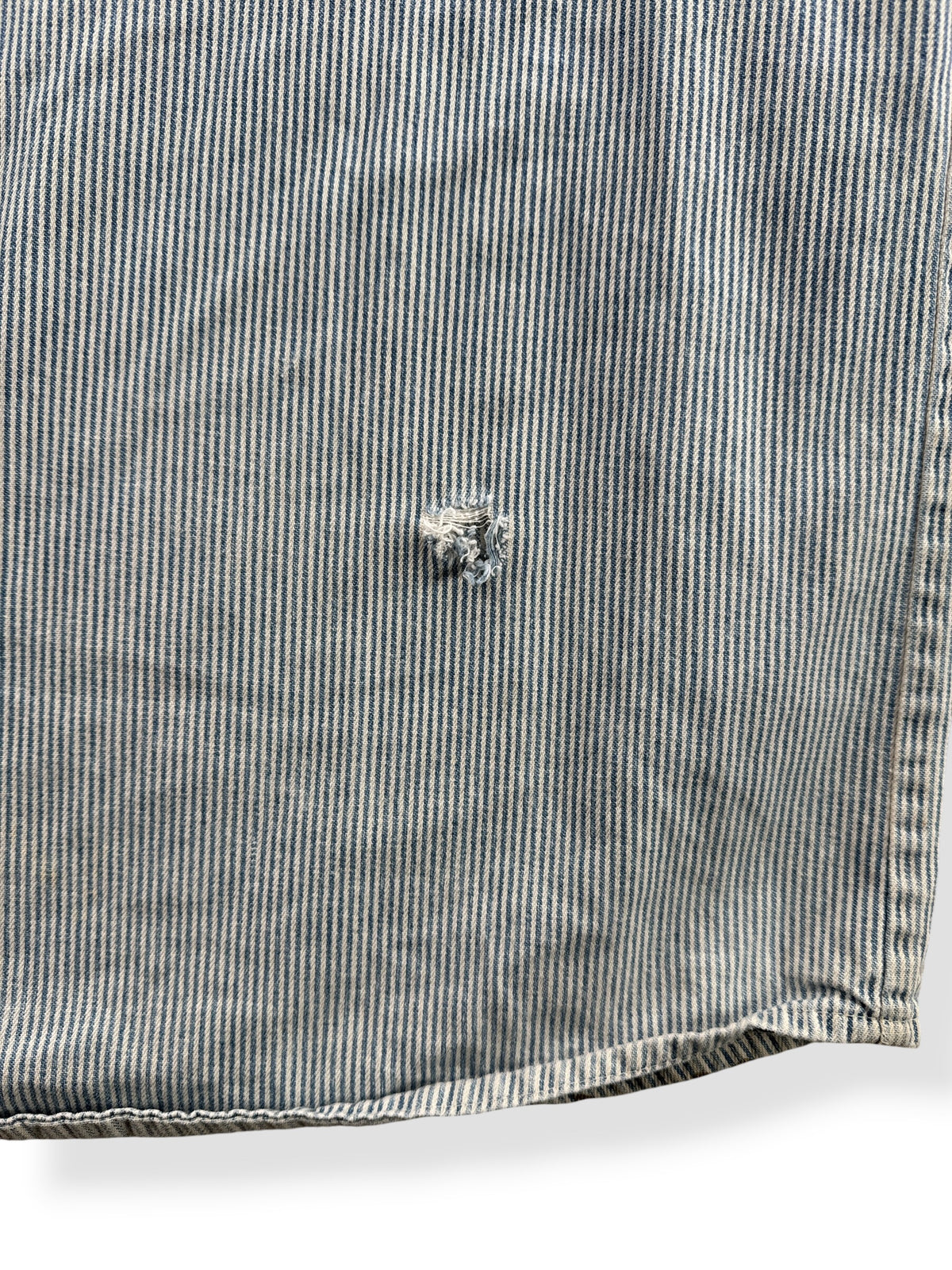 Hole on back of Vintage Five Brother Hickory Striped Quarter Zip Shirt SZ XL