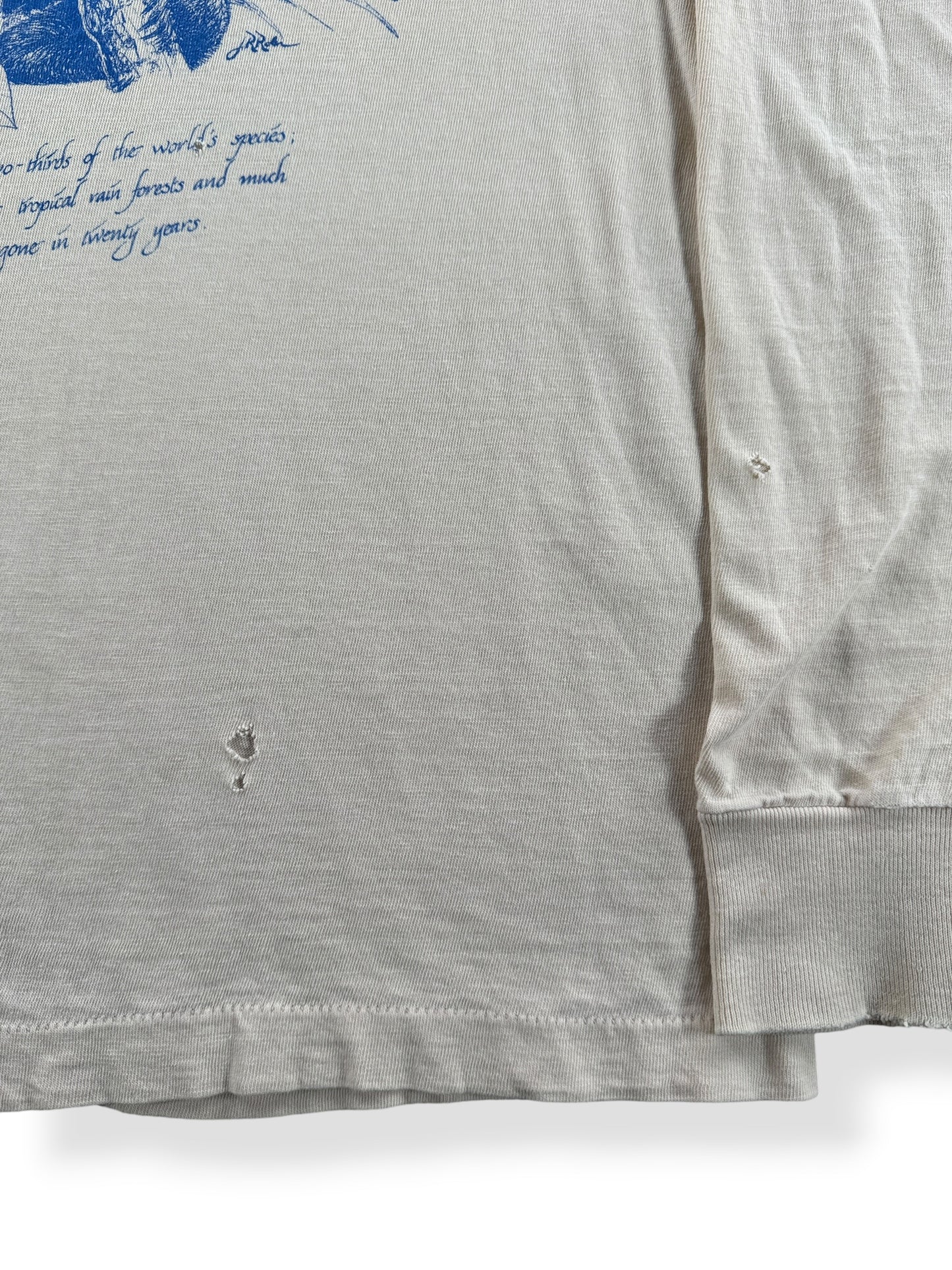 Holes on Vintage Share the Earth LS Tee SZ M