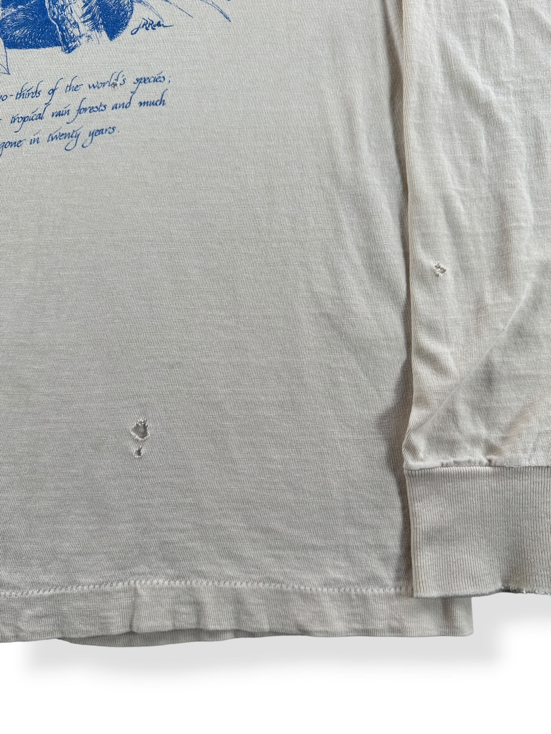 Holes on Vintage Share the Earth LS Tee SZ M
