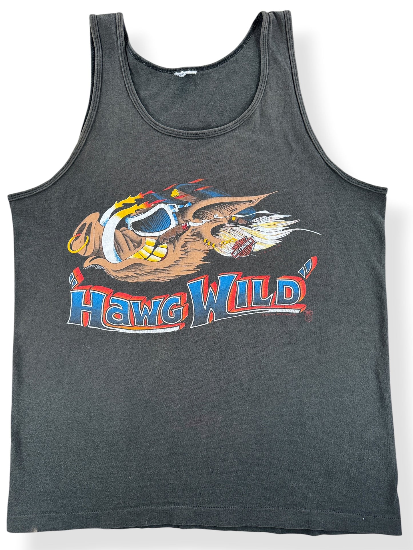 Front Close Up of Vintage Hawg Wild Tank Top SZ L