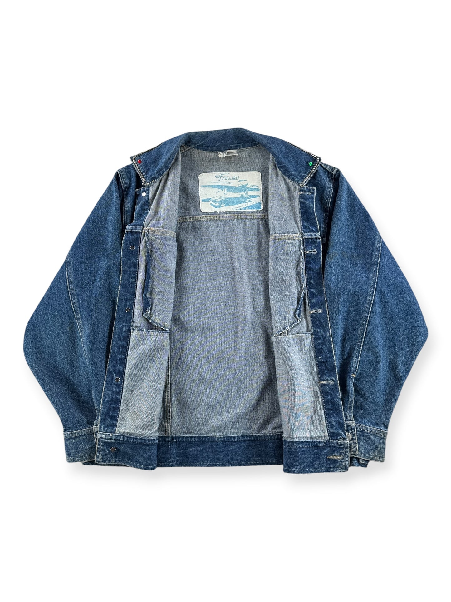 Inside of Vintage 90s Studded & Charmed Freego Trucker Jacket SZ L