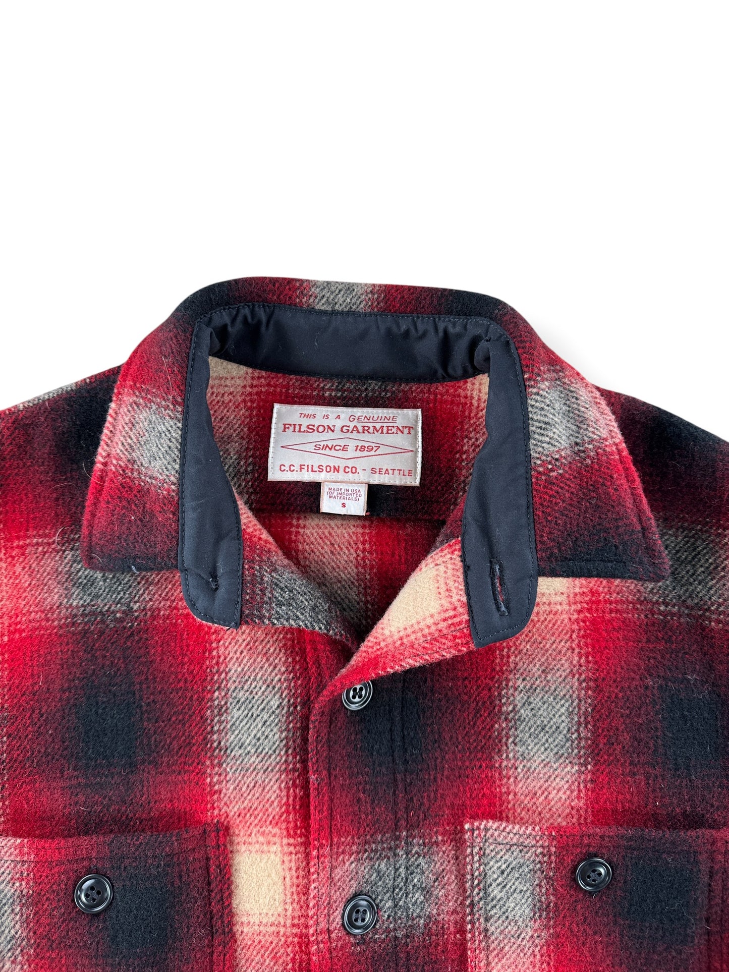 Collar on Filson Plaid Jac Shirt SZ S
