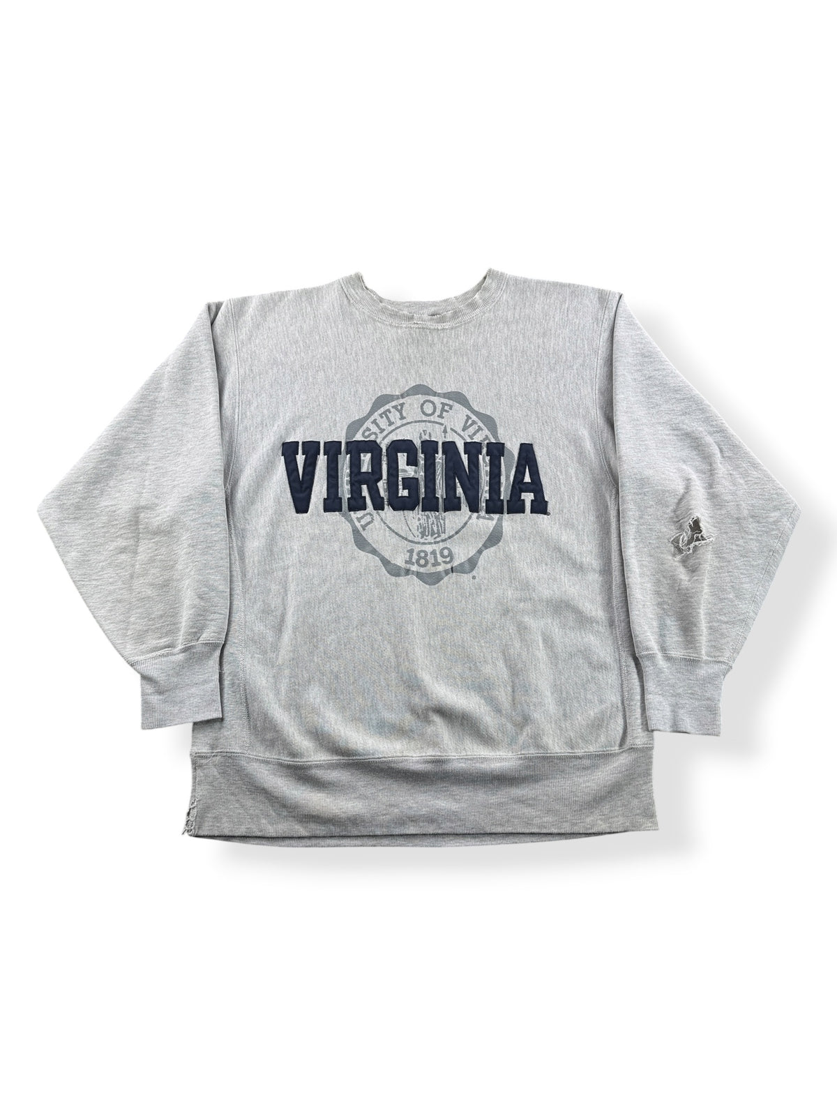 Front of Vintage 90s Champion U of V Reverse Weave Crewneck SZ XL (Fits L)
