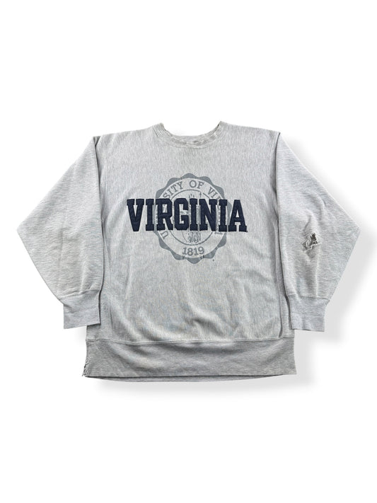 Front of Vintage 90s Champion U of V Reverse Weave Crewneck SZ XL (Fits L)