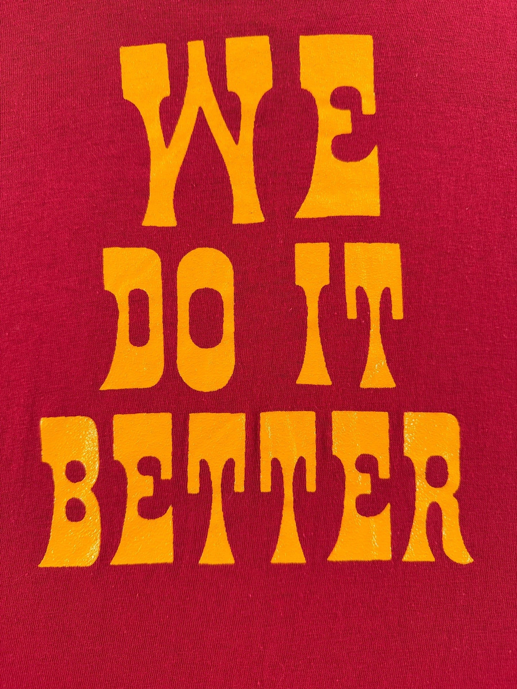 Graphic of Vintage Champion Blue Bar We Do It Better Tee SZ L (Fits S/M)
