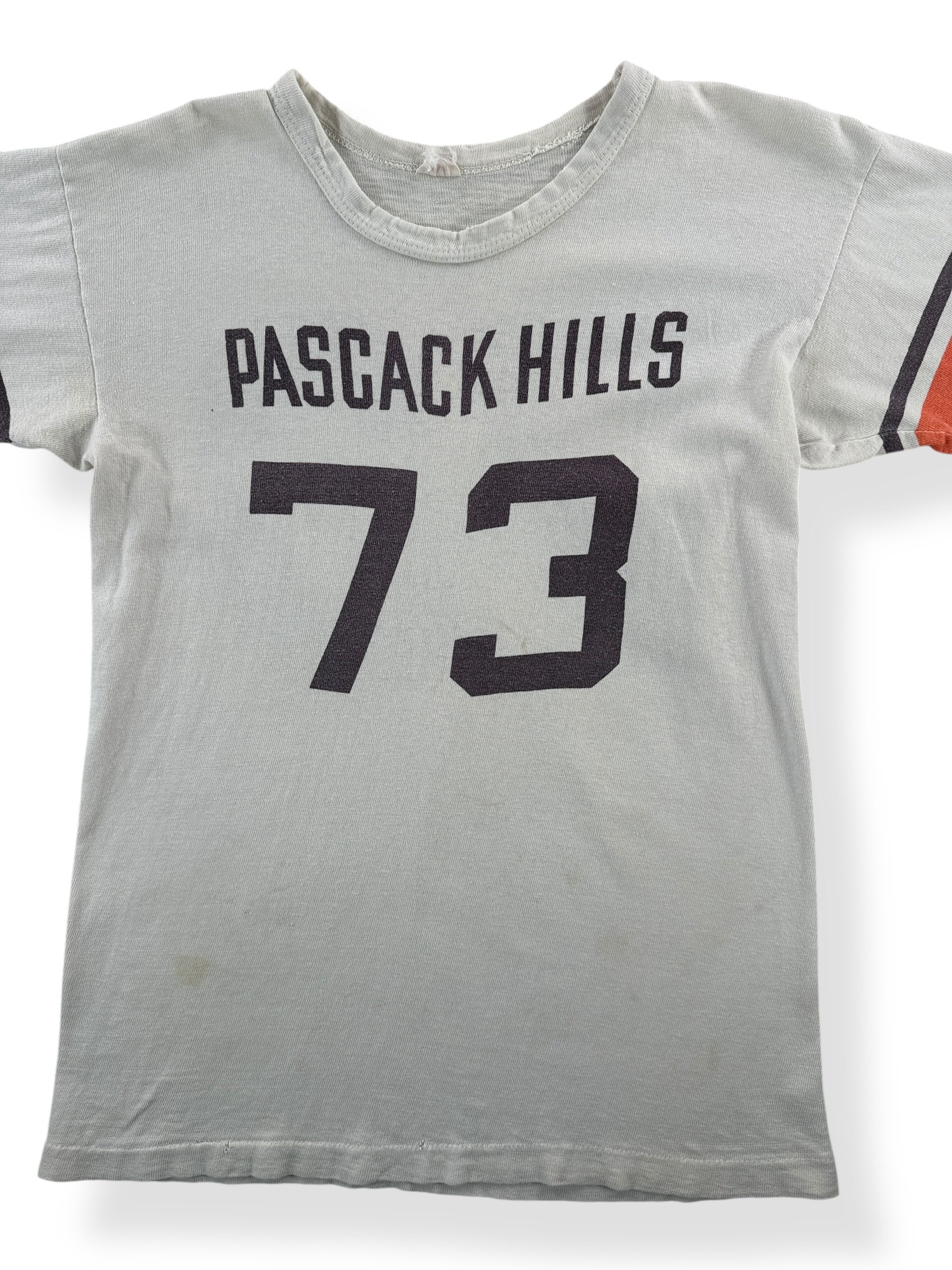 Front Close Up of Vintage Champion Pascack Hills 73 Cotton Jersey SZ S