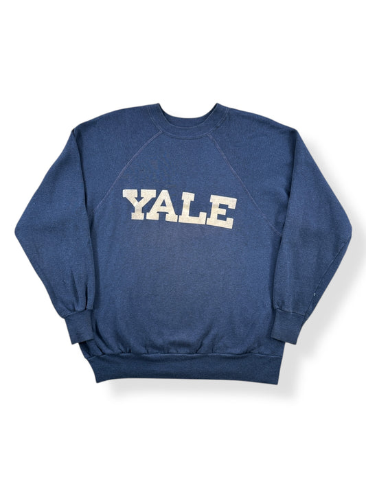 Front of Vintage Yale Flock Print Crewneck SZ L