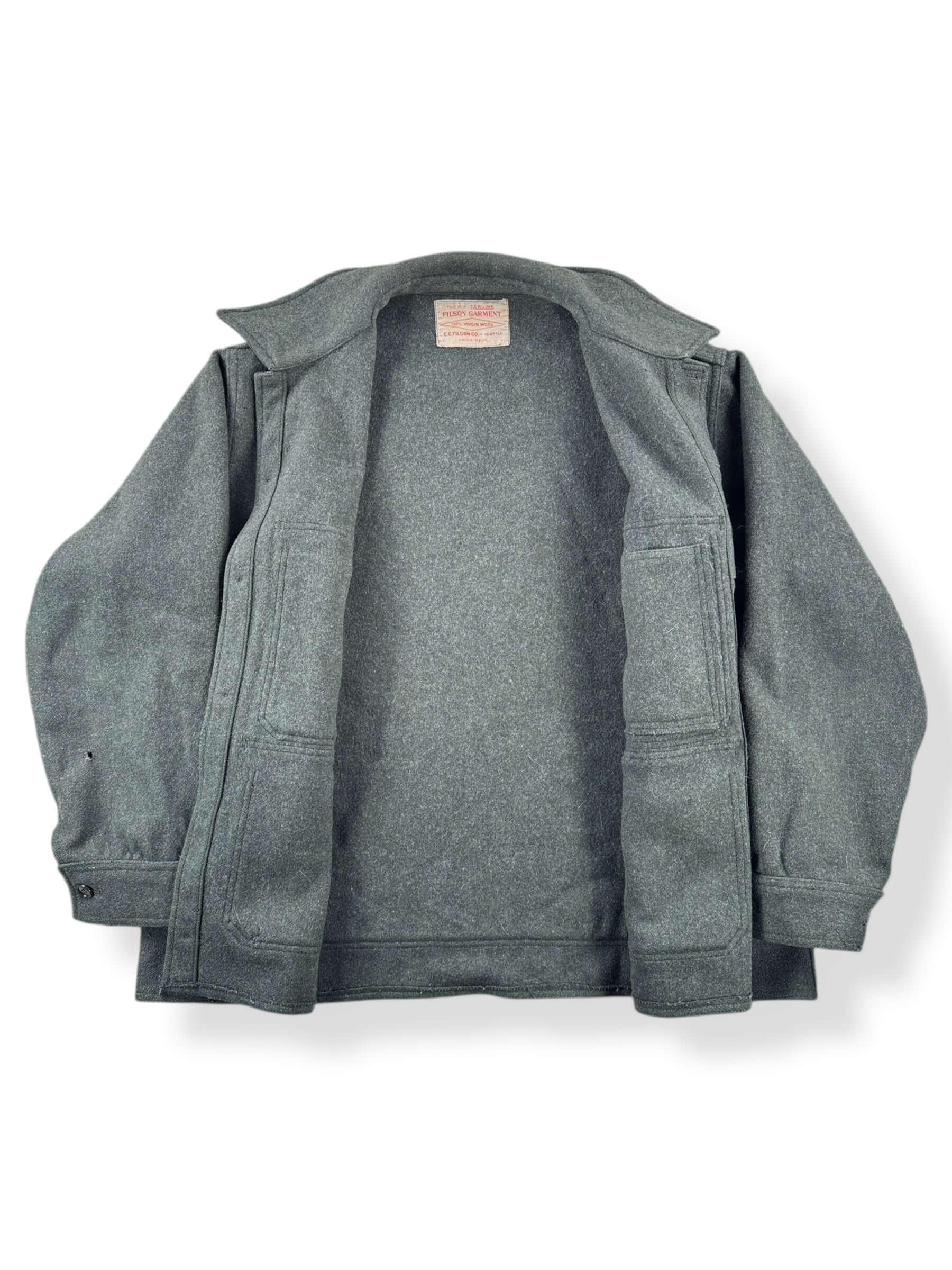 Inside of Vintage Union Made Filson Mackinaw Green Cruiser SZ 48