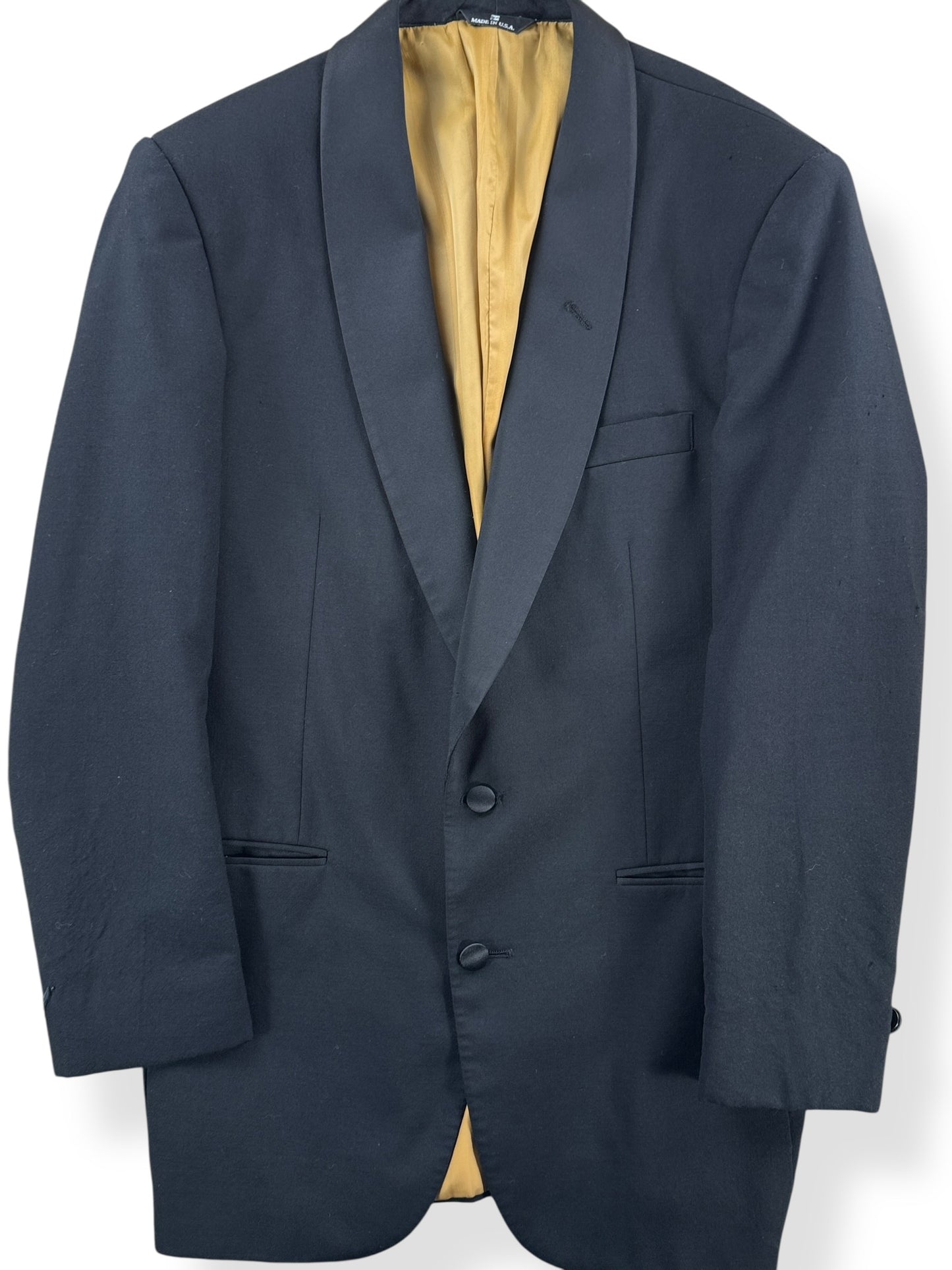 Front Close Up of Vintage Chaps Ralph Lauren Tuxedo Jacket SZ S