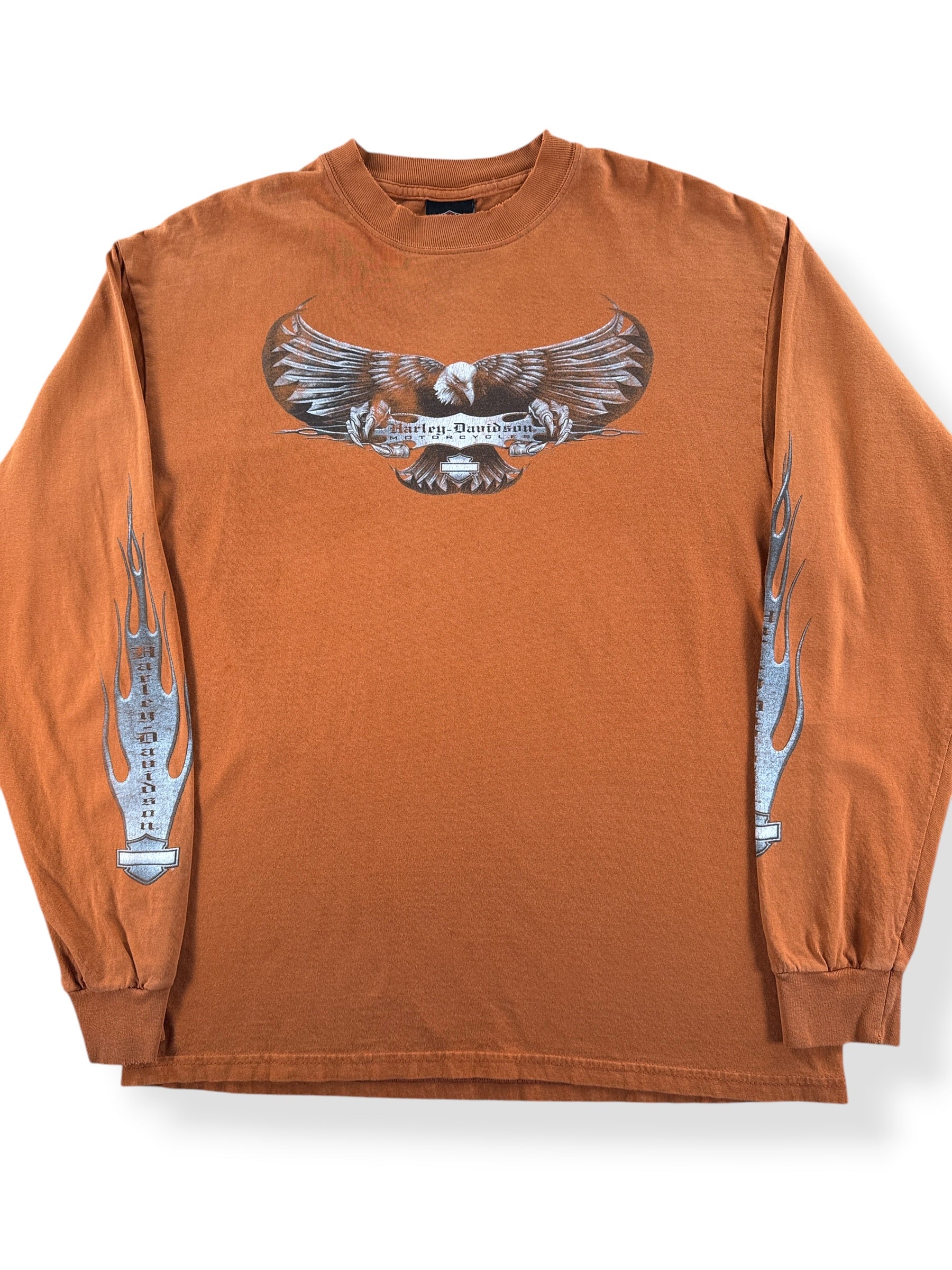 Front Close Up of Vintage Harley Davidson Eagle LS Tee SZ L