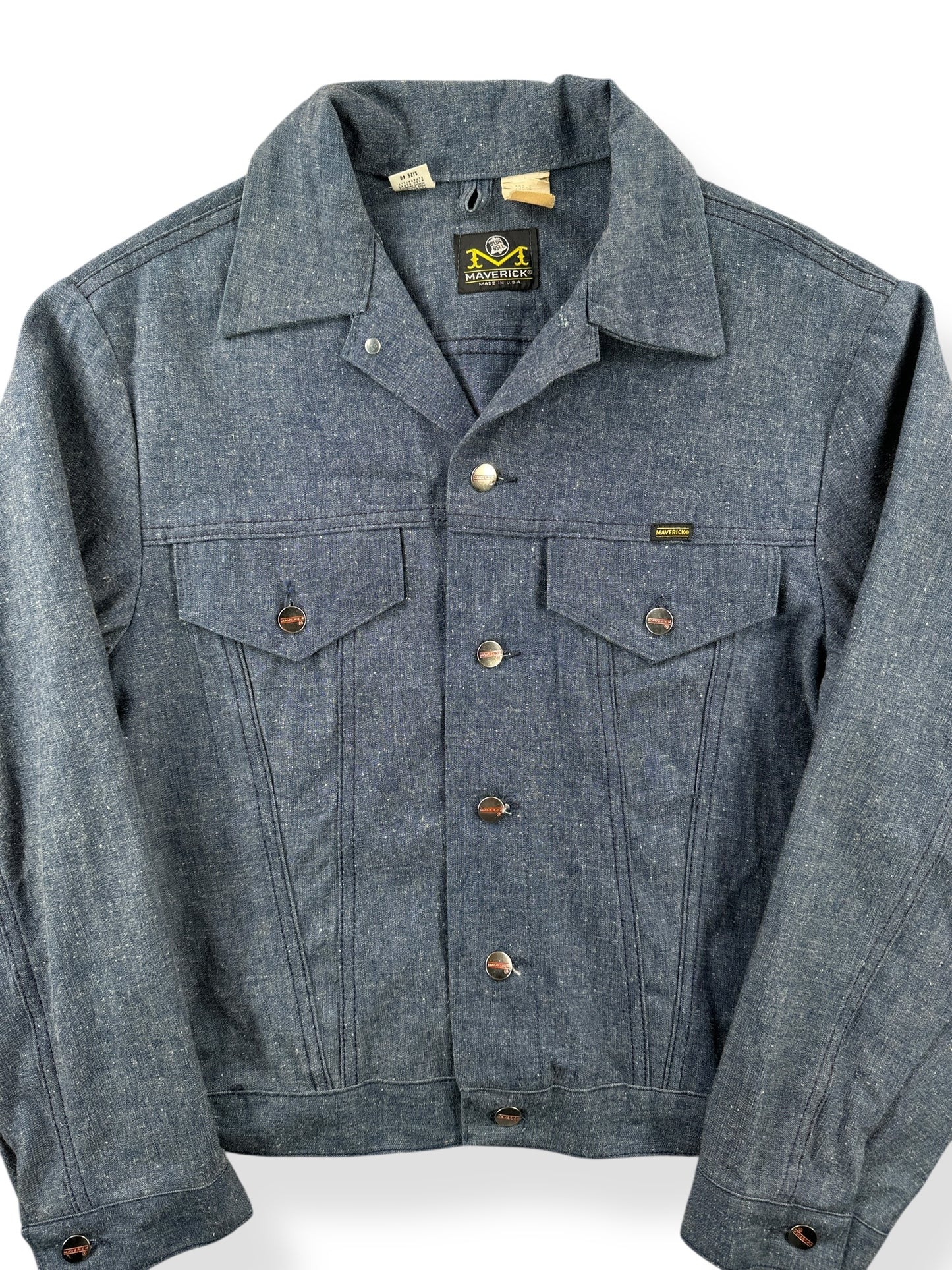 Front Close Up of Vintage Maverick Denim Jacket 3J47MJ SZ 40