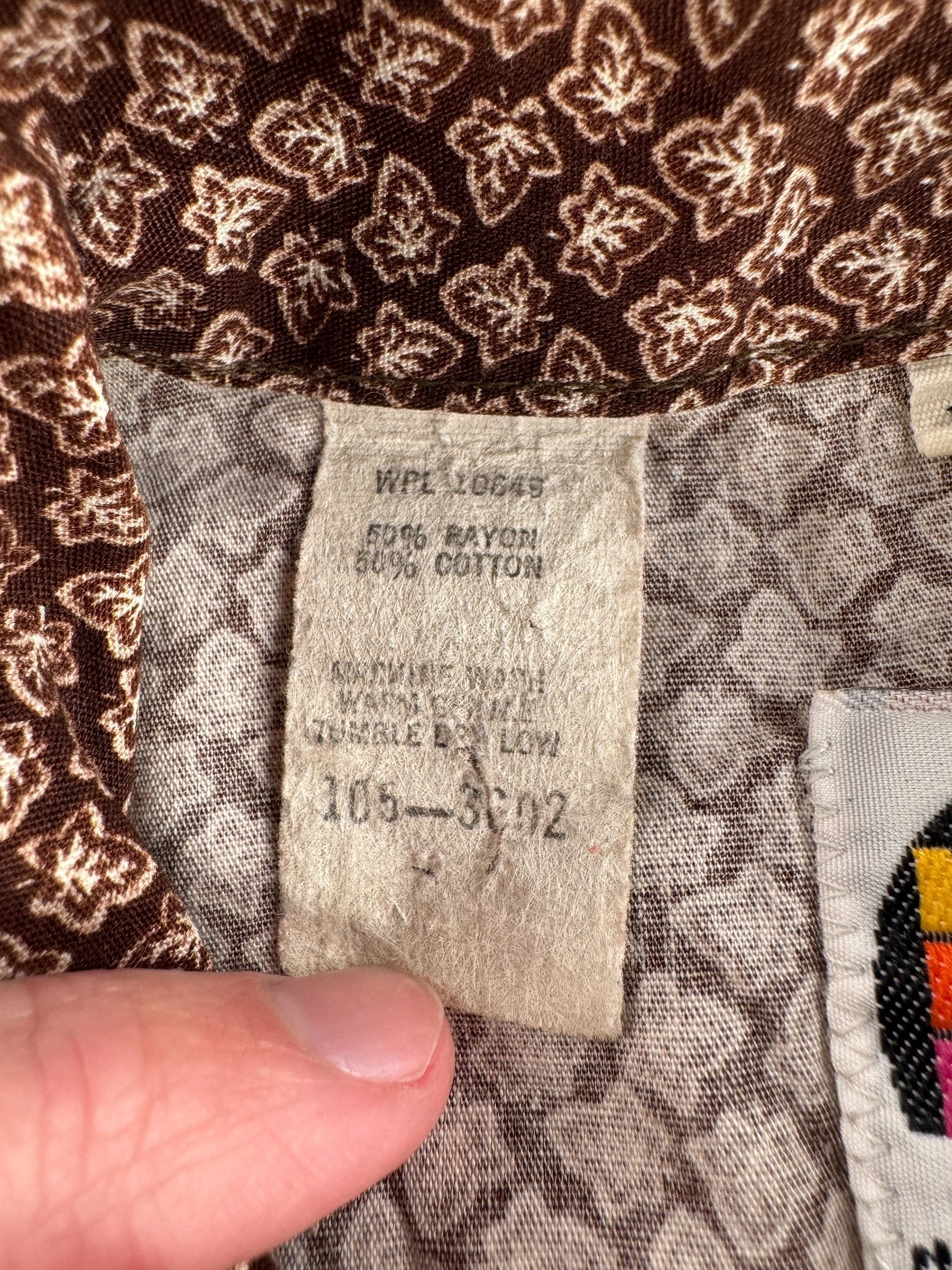 Tag on Vintage Miller Leaves Pearlsnap SZ 16-34 (Fits M)