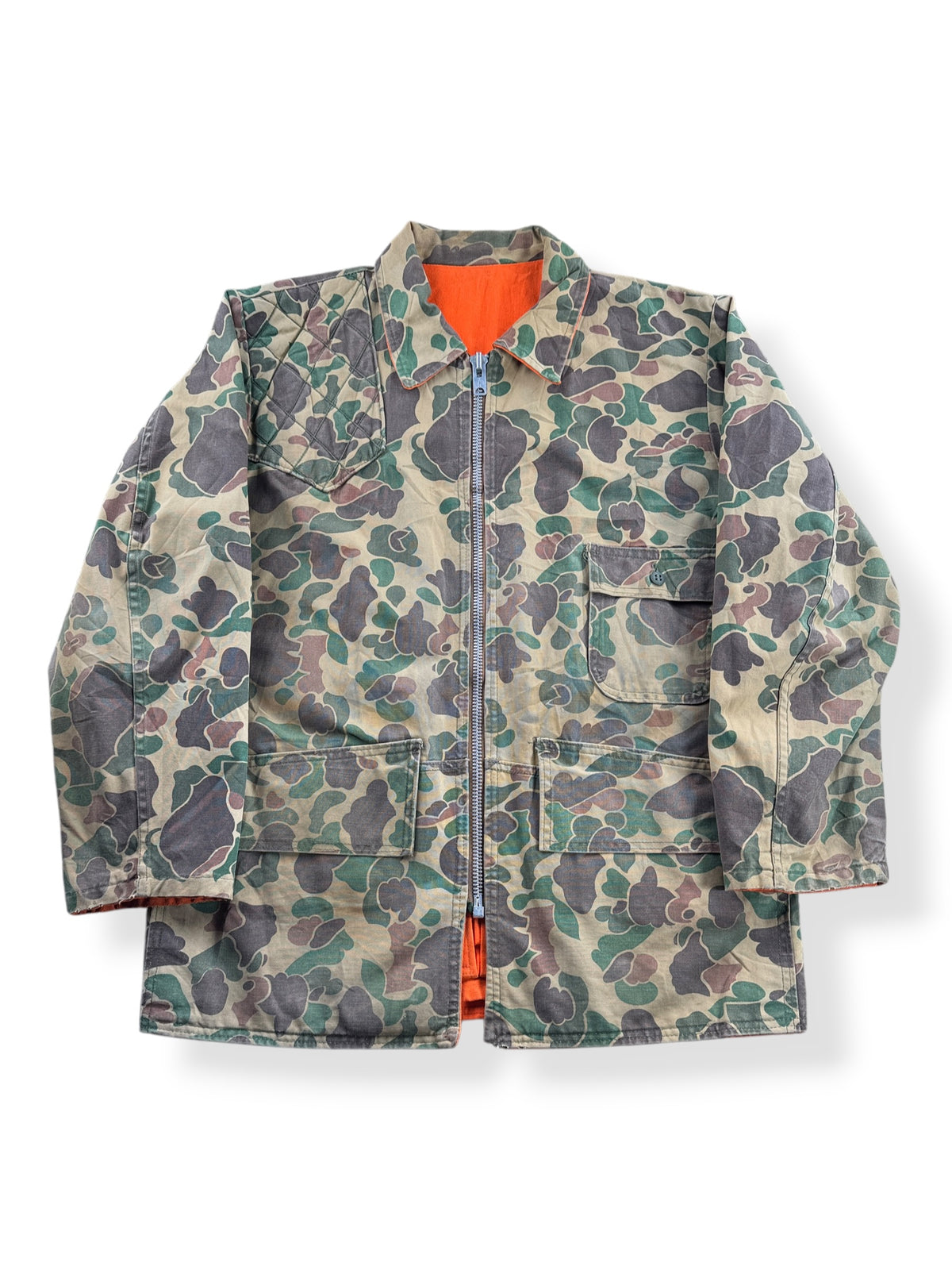 Front of Vintage Duck Camo Reversible Hunting Jacket SZ L