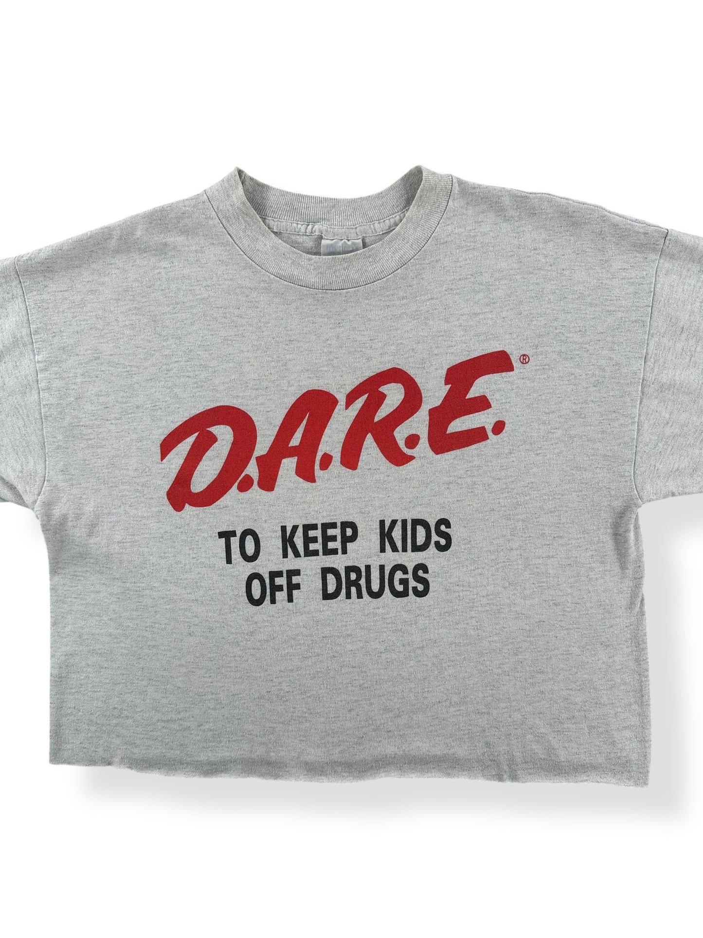 Front Close Up of Vintage DARE Crop Top Tee SZ M