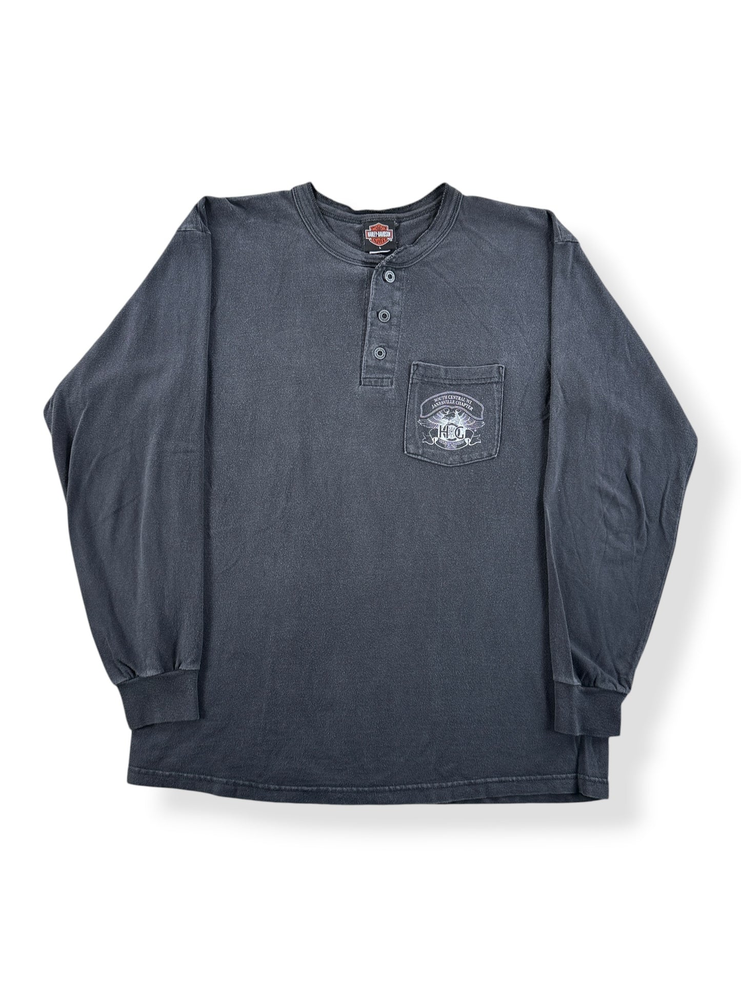 Front of Vintage Harley Davidson South Central WI Henley SZ L