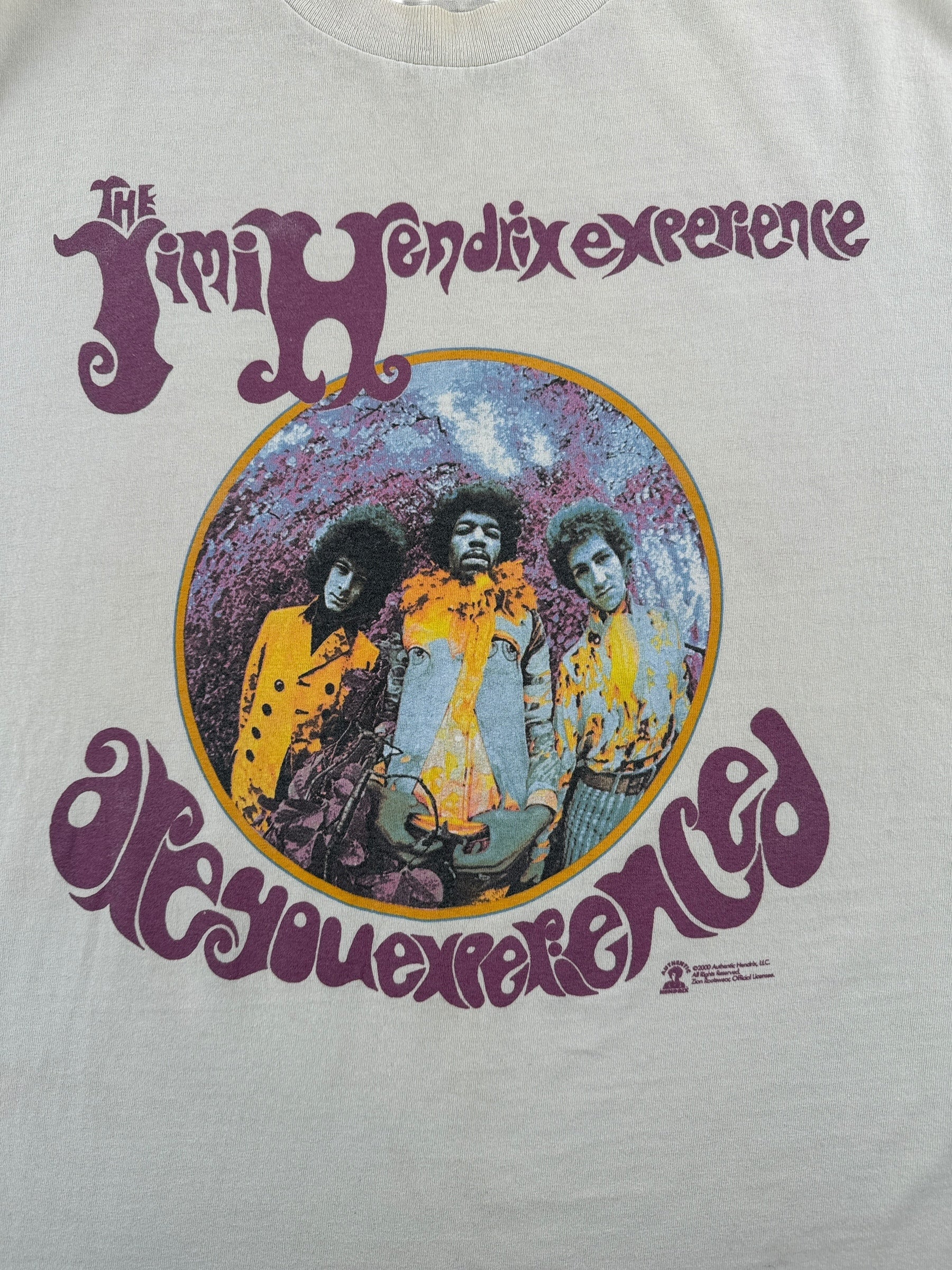 Front Graphic of Vintage Y2k Zion Rootswear Jimi Hendrix Tee SZ L