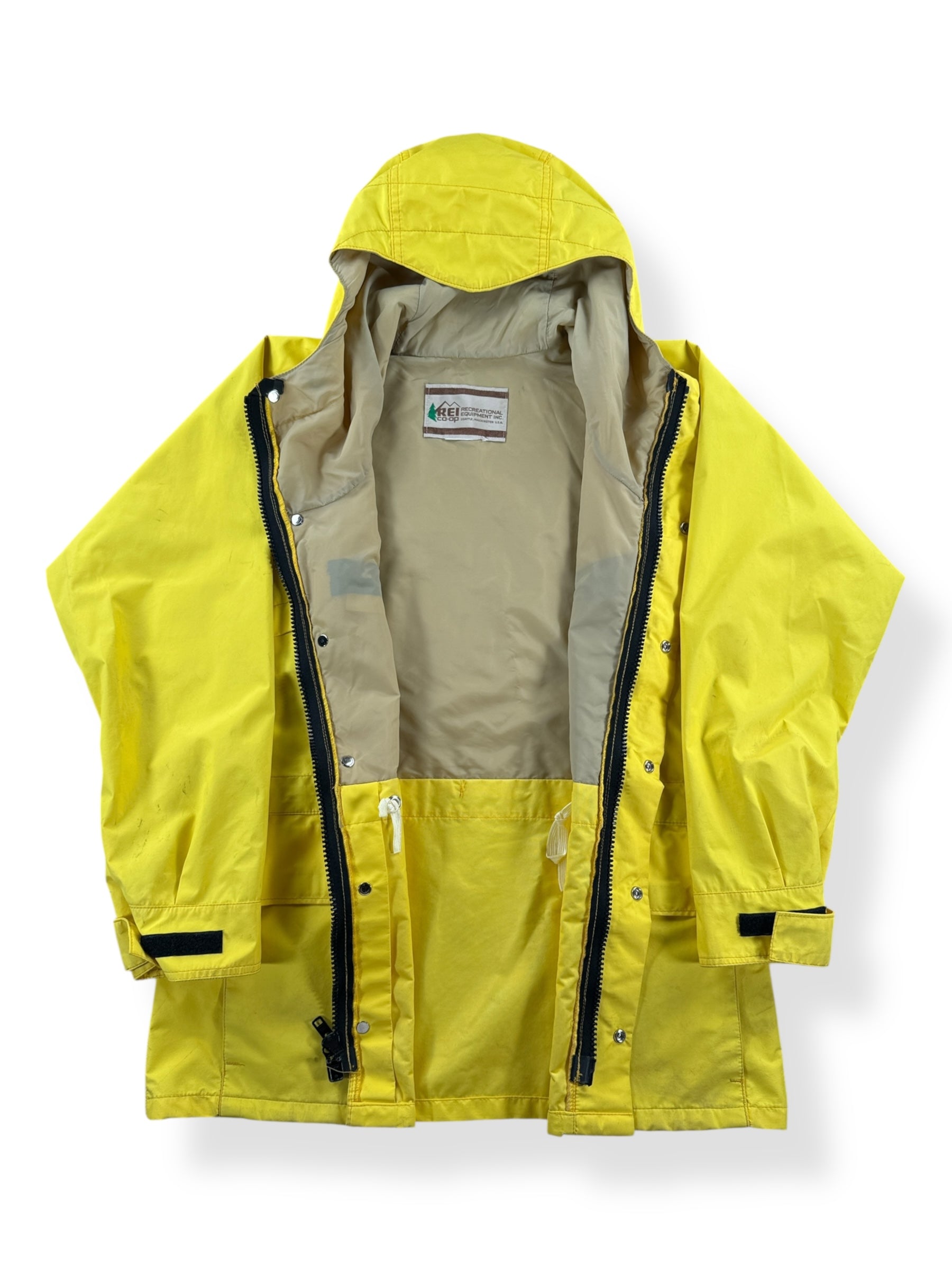 Inside of Vintage REI Yellow Parka SZ L