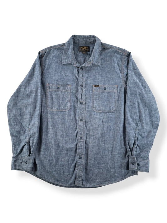 Front of Filson CPO Chambray Shirt SZ L