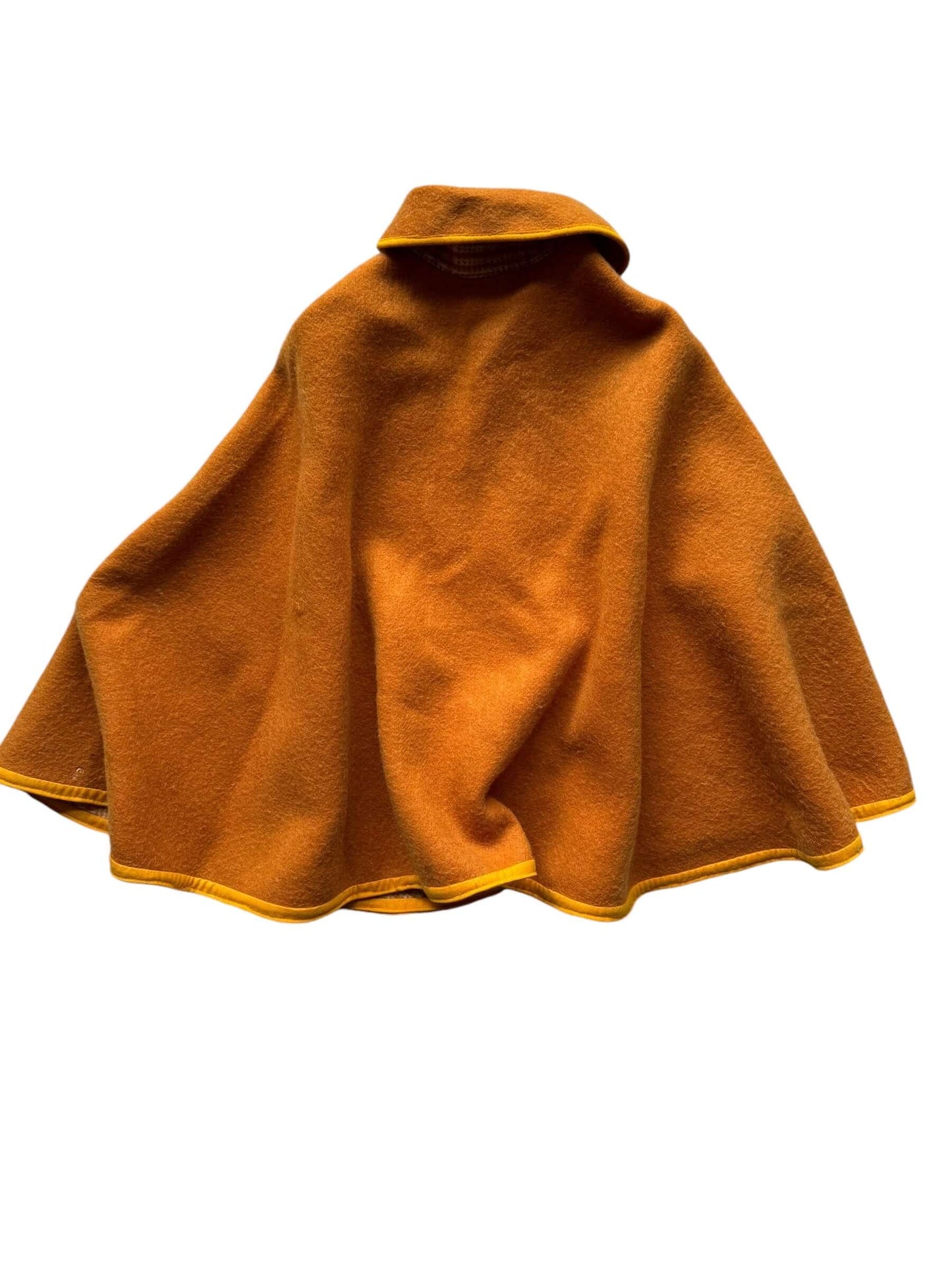 Orange back side view of 1960s Reversible Wool Cape S-XL