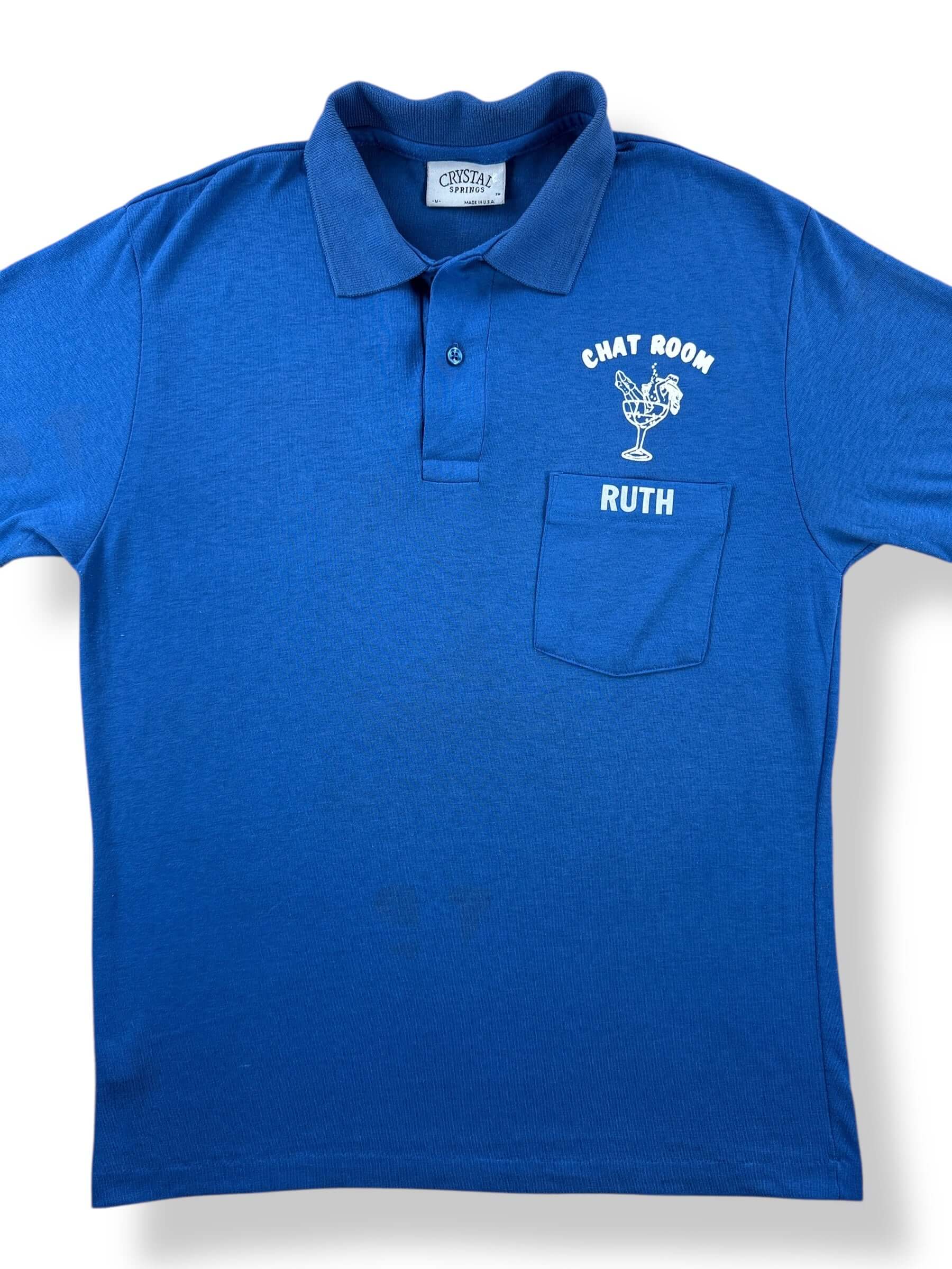 Front Close Up of Vintage Carson City Chat Polo Shirt SZ M
