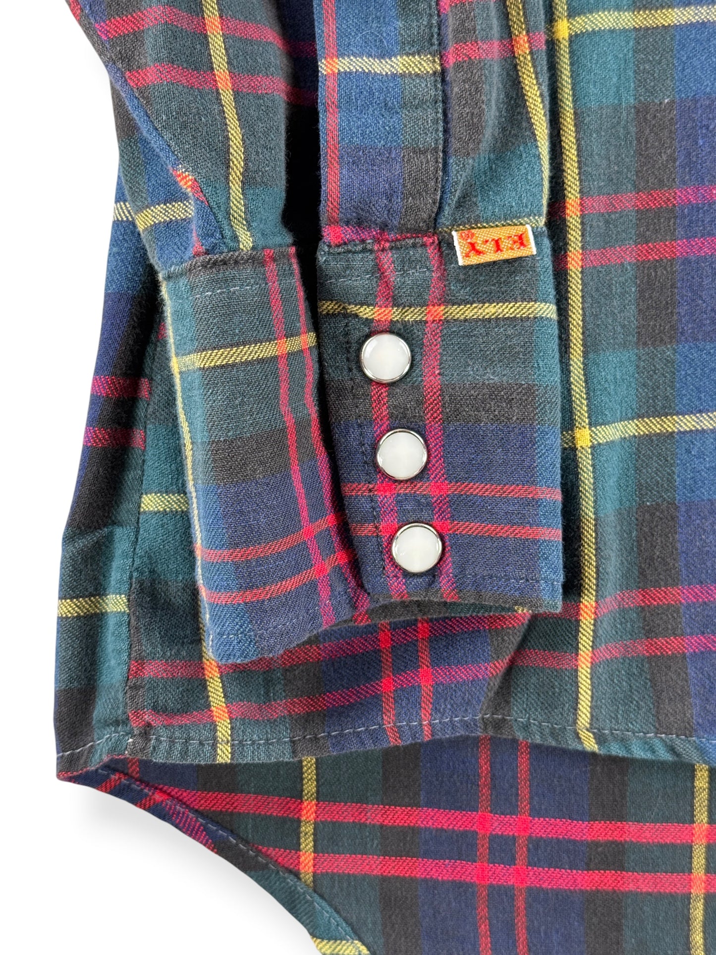 Cuff of on Vintage Ely Plains Rider Flannel Pearlsnap SZ 16 1/2
