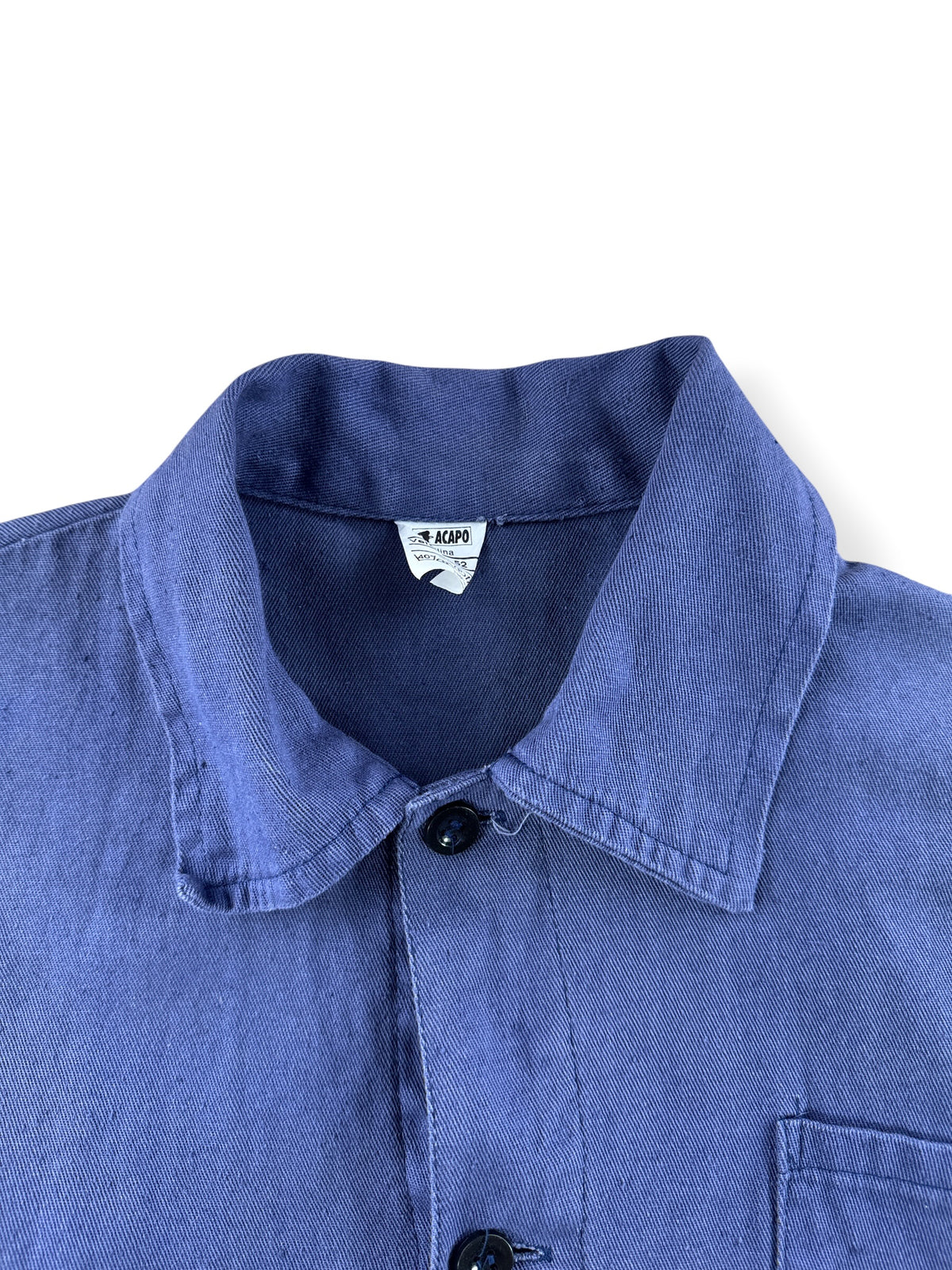 Collar on Vintage French Chore Coat SZ XL