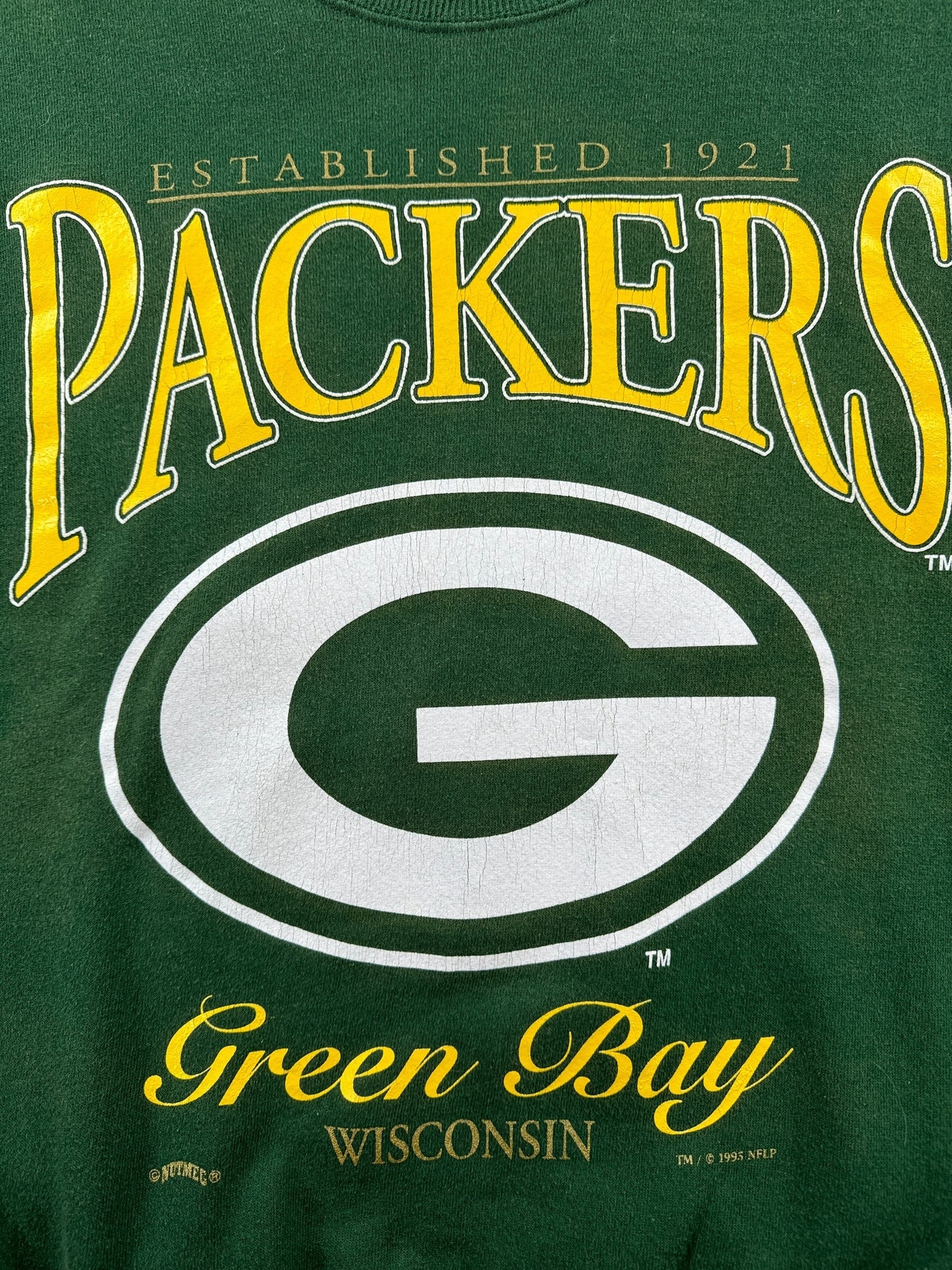 Graphic of Vintage Green Bay Packers Crewneck SZ L