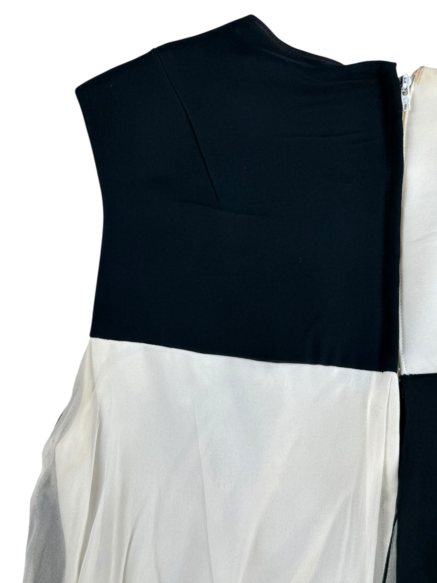 Back left shoulder 1960s Wounded Bird Colorblock Chiffon Maxi Dress L