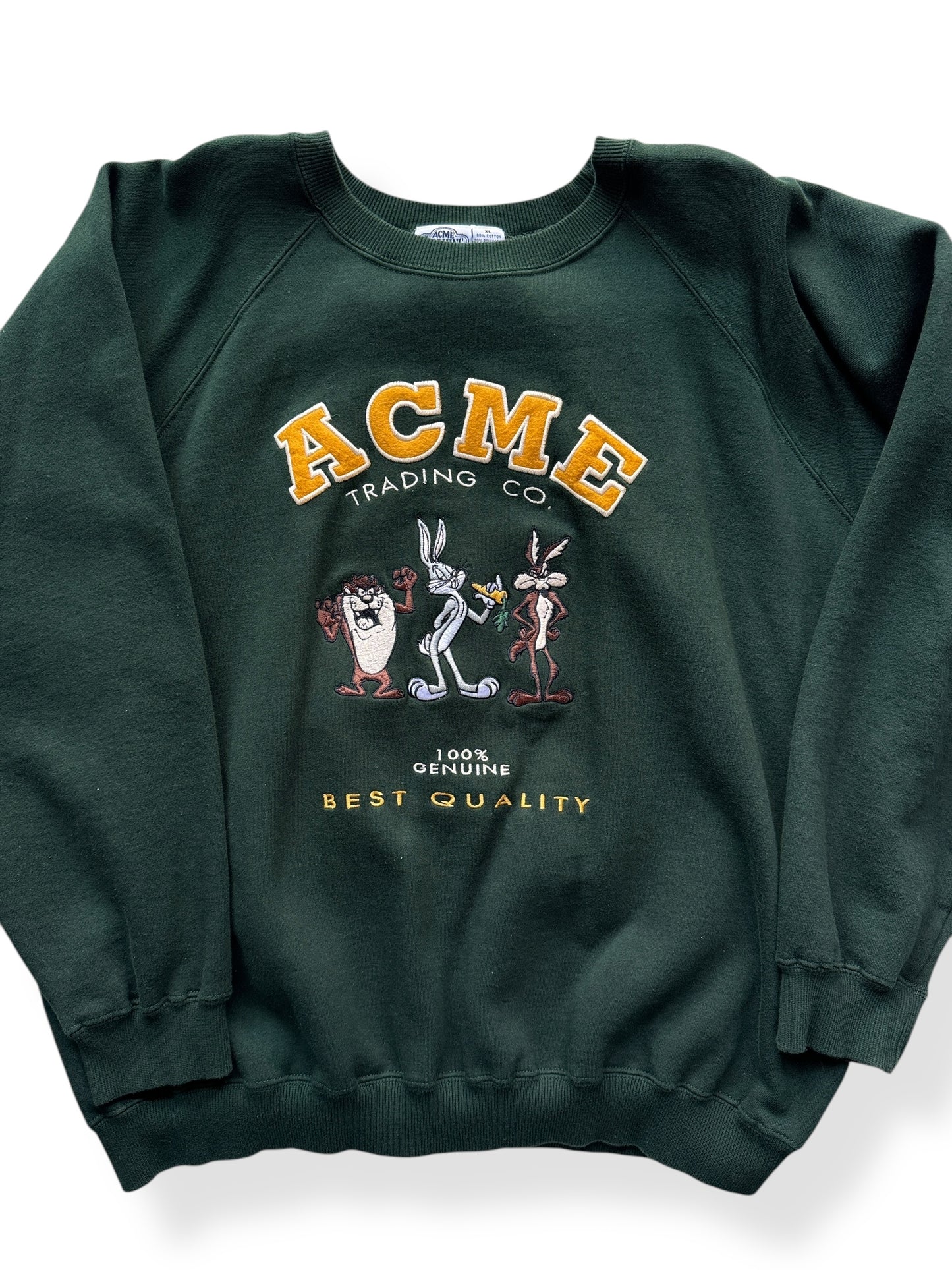 Front Close Up of Vintage Acme Trading Company Looney Tunes Crewneck SZ XL