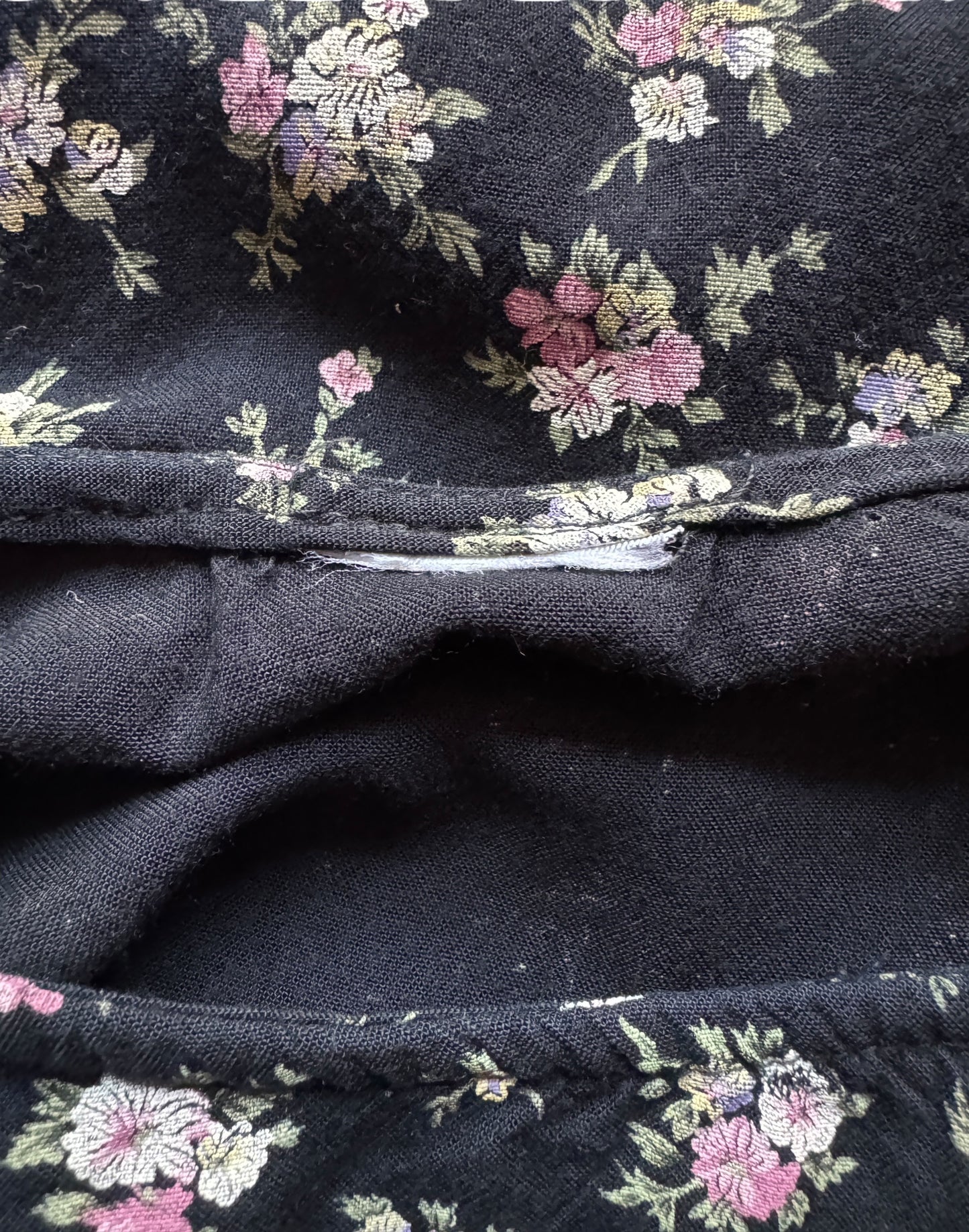 Tag on Vintage 90s Black Floral Midi Dress SZ S