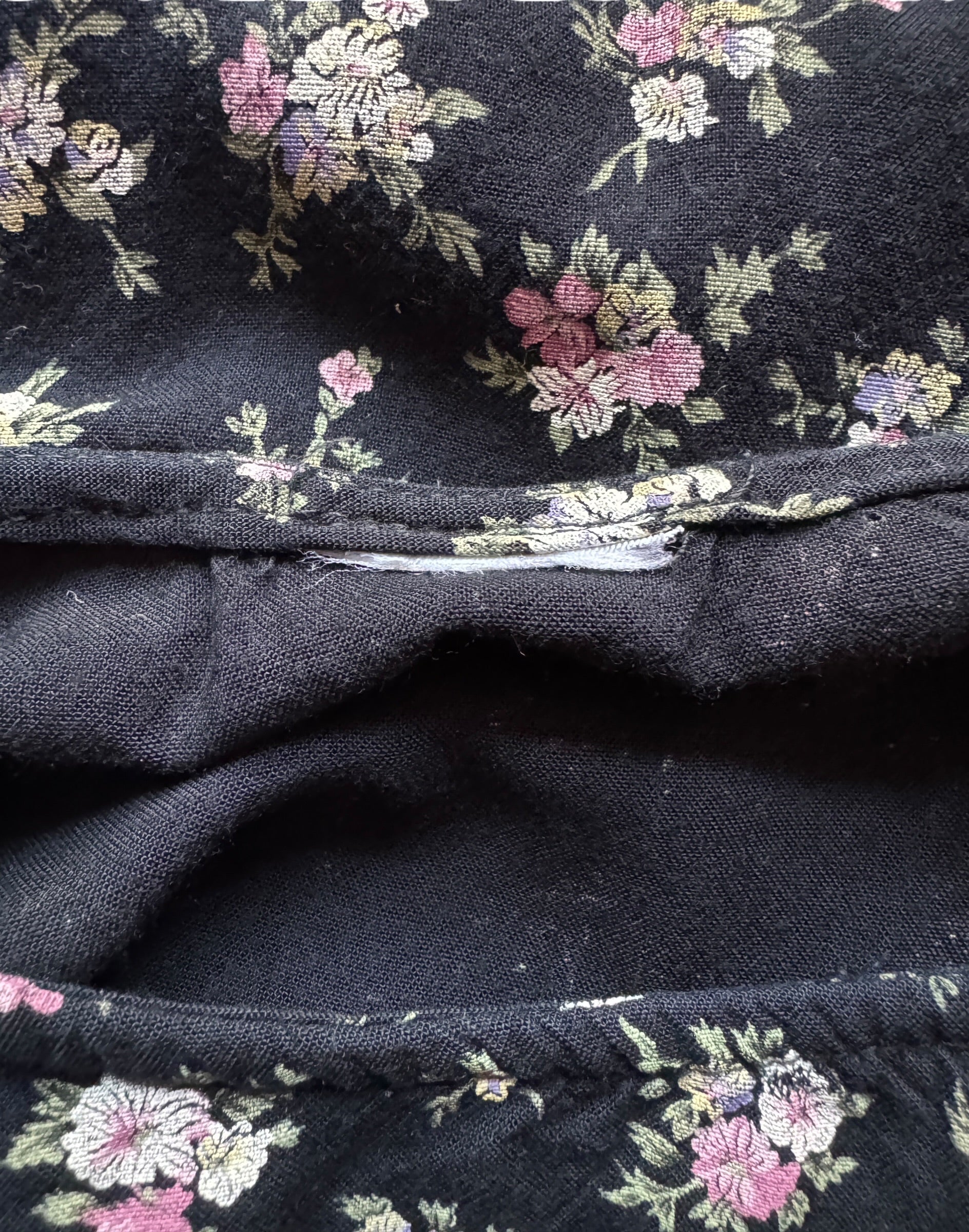 Tag on Vintage 90s Black Floral Midi Dress SZ S