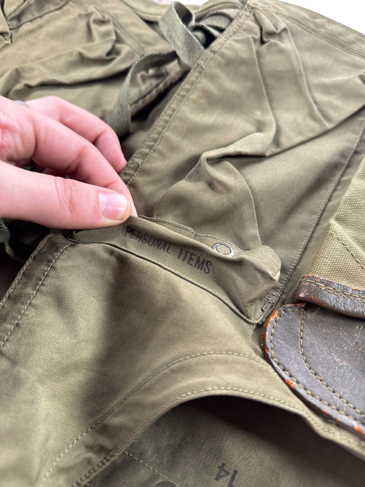 Personal items pocket on back of Vintage WWII US Army Air Forces Flight Survival Vest SZ S