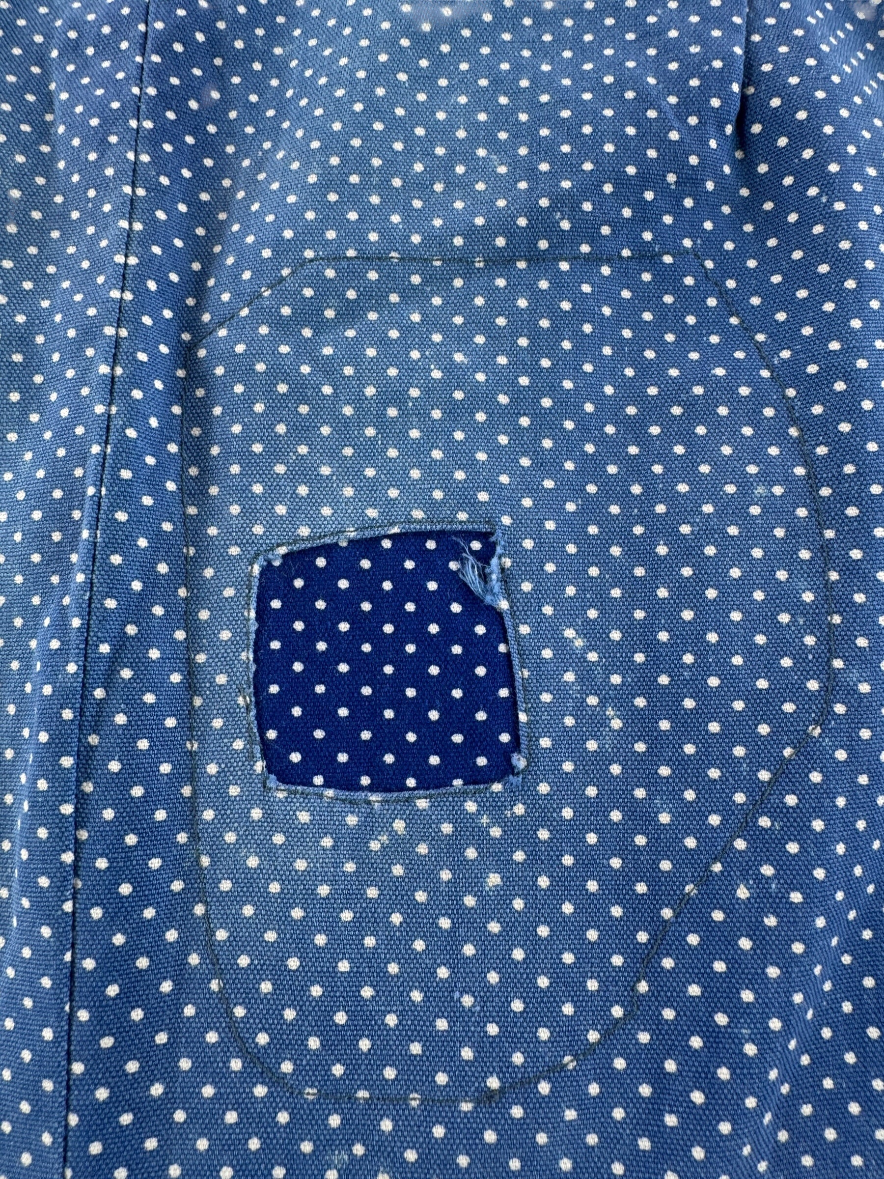 Repair on Vintage 1970s Polka Dot Top With Repairs SZ M