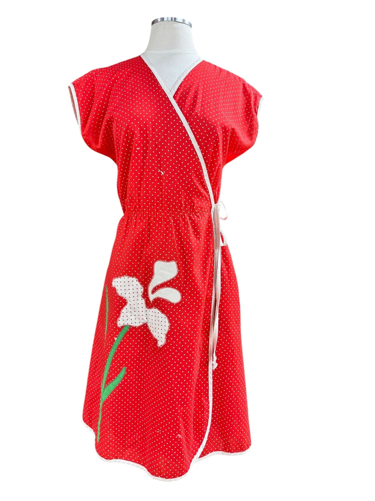 Front view of 1970s Ava Bergman Wrap Dress L