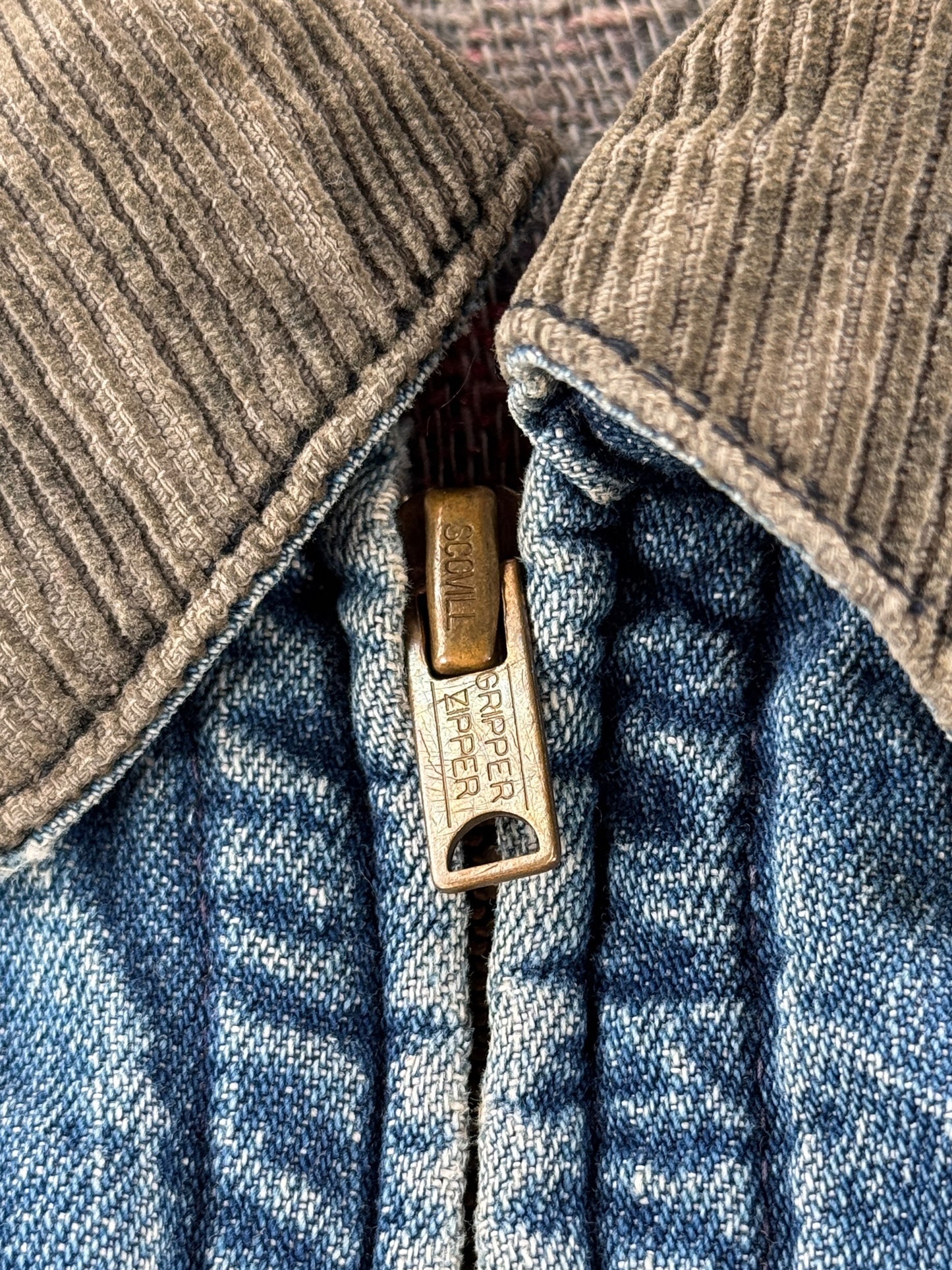 Gripper zipper on Vintage 50s Hurcules Denim Biker Vest SZ L - AS IS