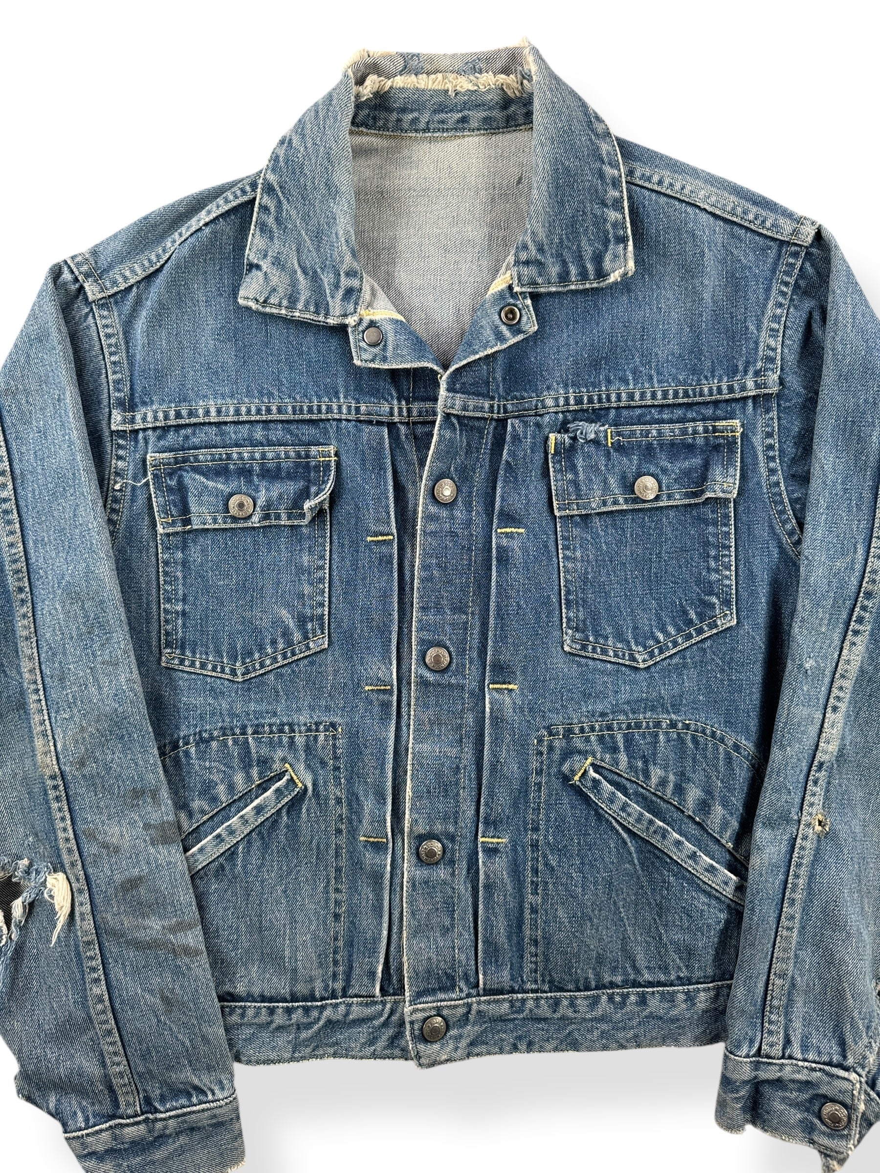 Front Close Up of Vintage Selvedge Penney's Foremost Jacket SZ S AS IS