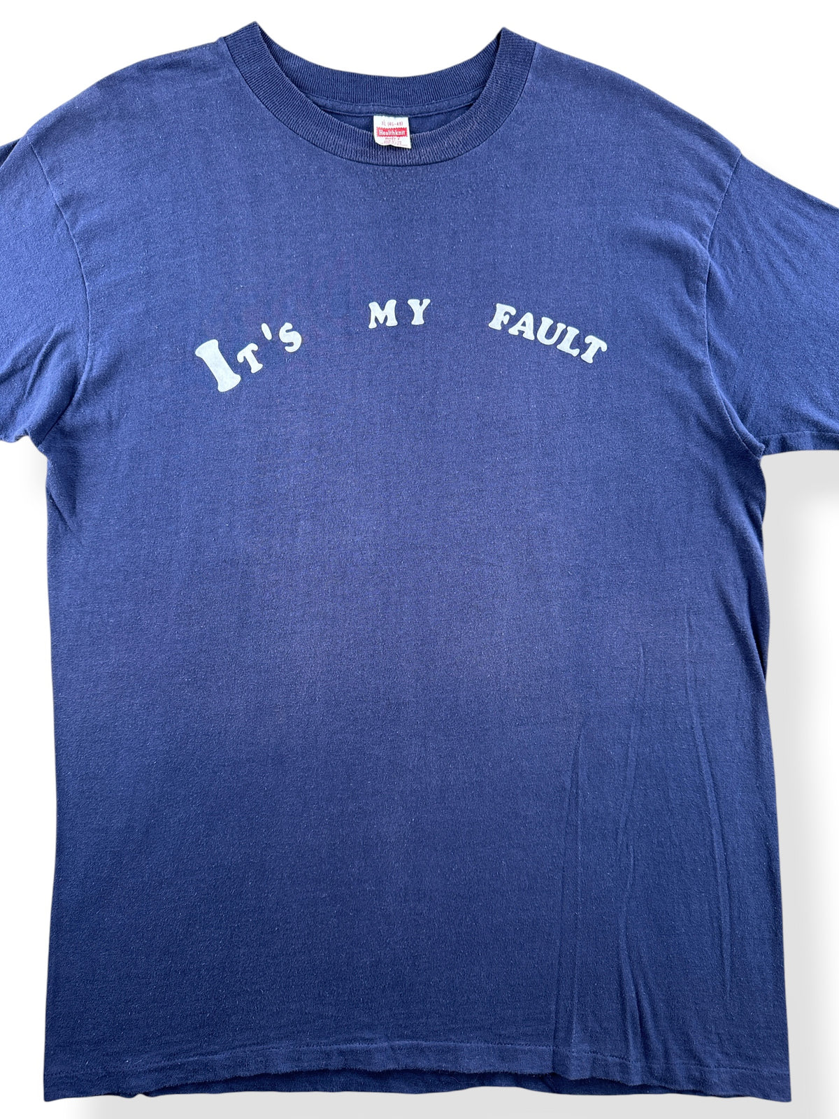 Close-up of Vintage 1980s 'Its My Fault' Tee SZ XL (Fits L)