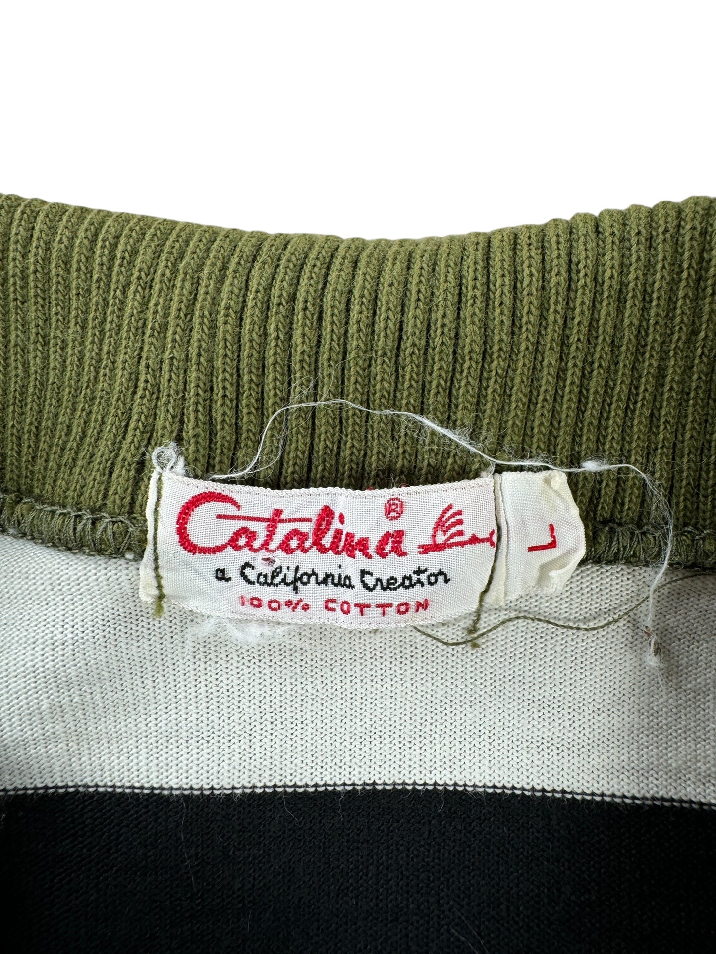 Tag on Vintage Catalina Striped Shawl Short Sleeve Shirt SZ S