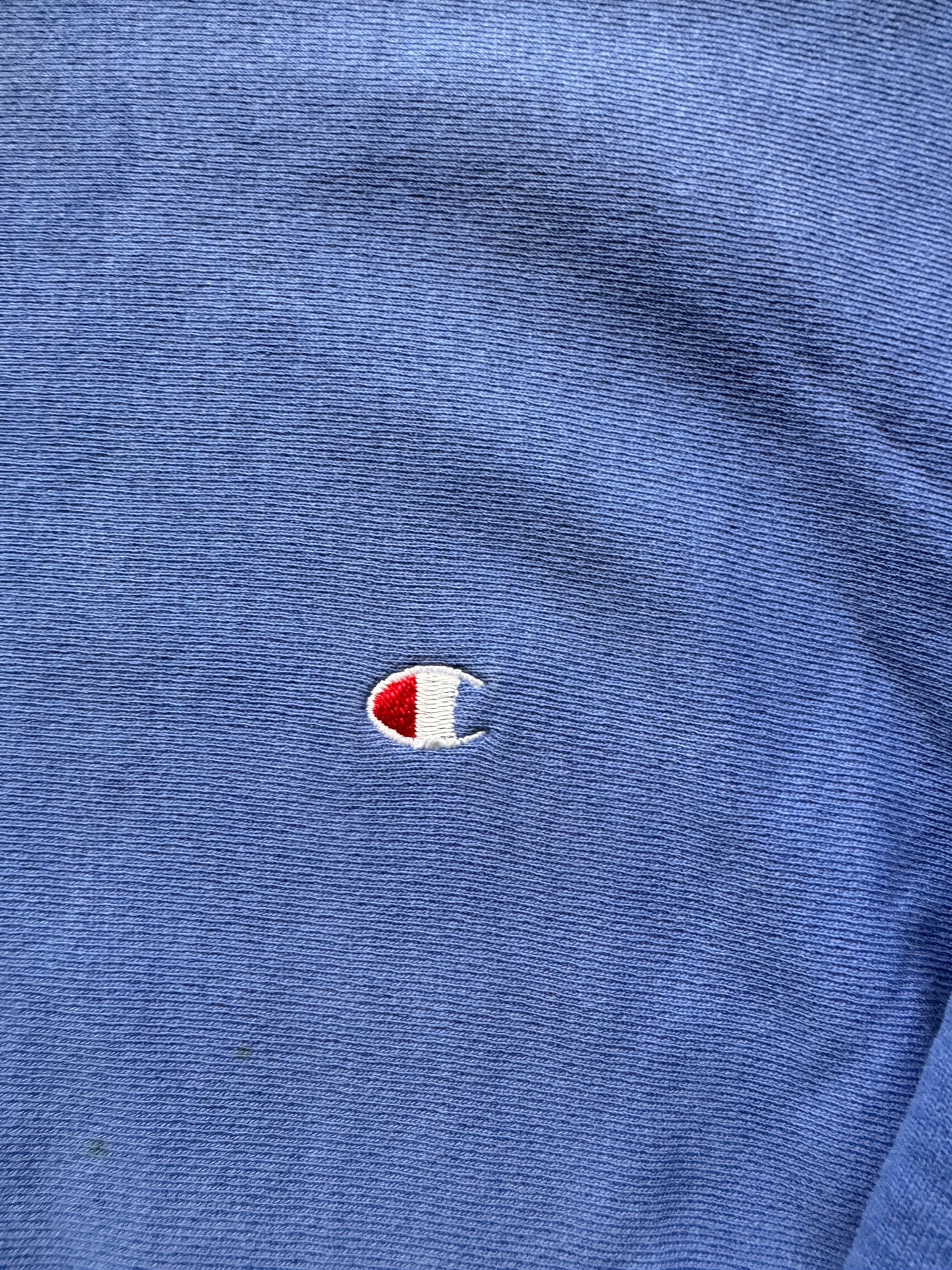 champion embroidery on Vintage Blue Blank Champion Reverse Weave Crewneck SZ L