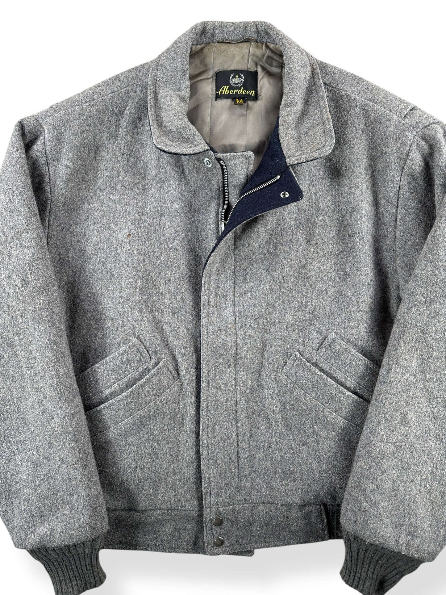 Front Close Up of Vintage Aberdeen Wool Jacket SZ M