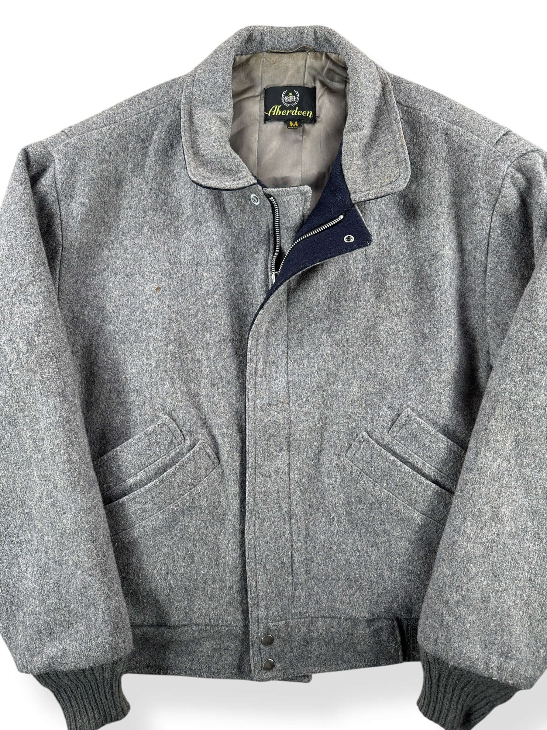Front Close Up of Vintage Aberdeen Wool Jacket SZ M