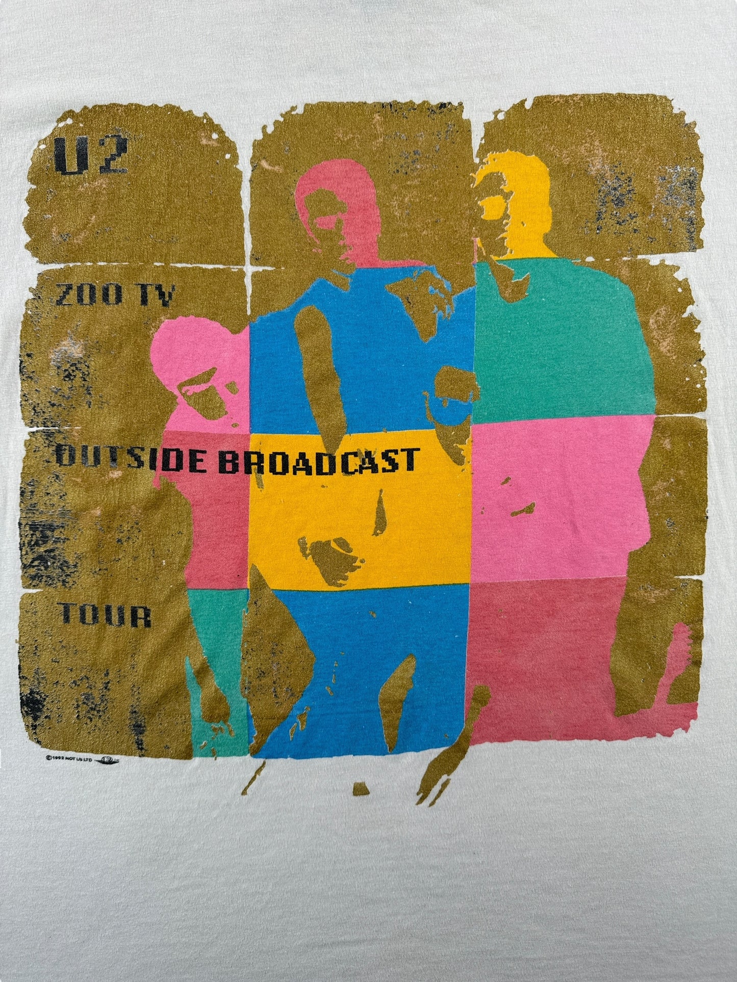 Front Graphic of Vintage U2 Zoo TV Outside Broadcast Tee SZ XL