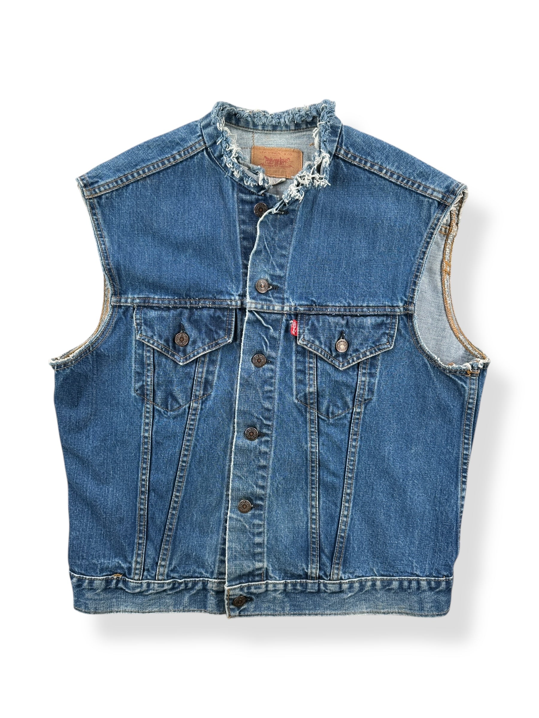Front of Vintage Levis Denim Chopper Vest SZ 44