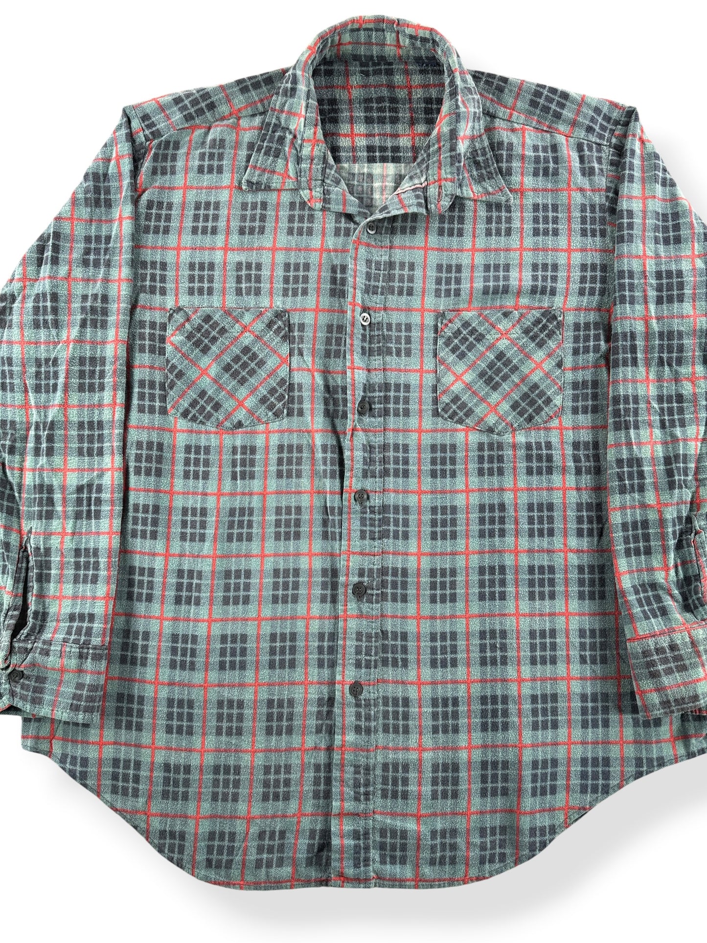 Close up of Vintage Dickies Turquoise Printed Cotton Flannel