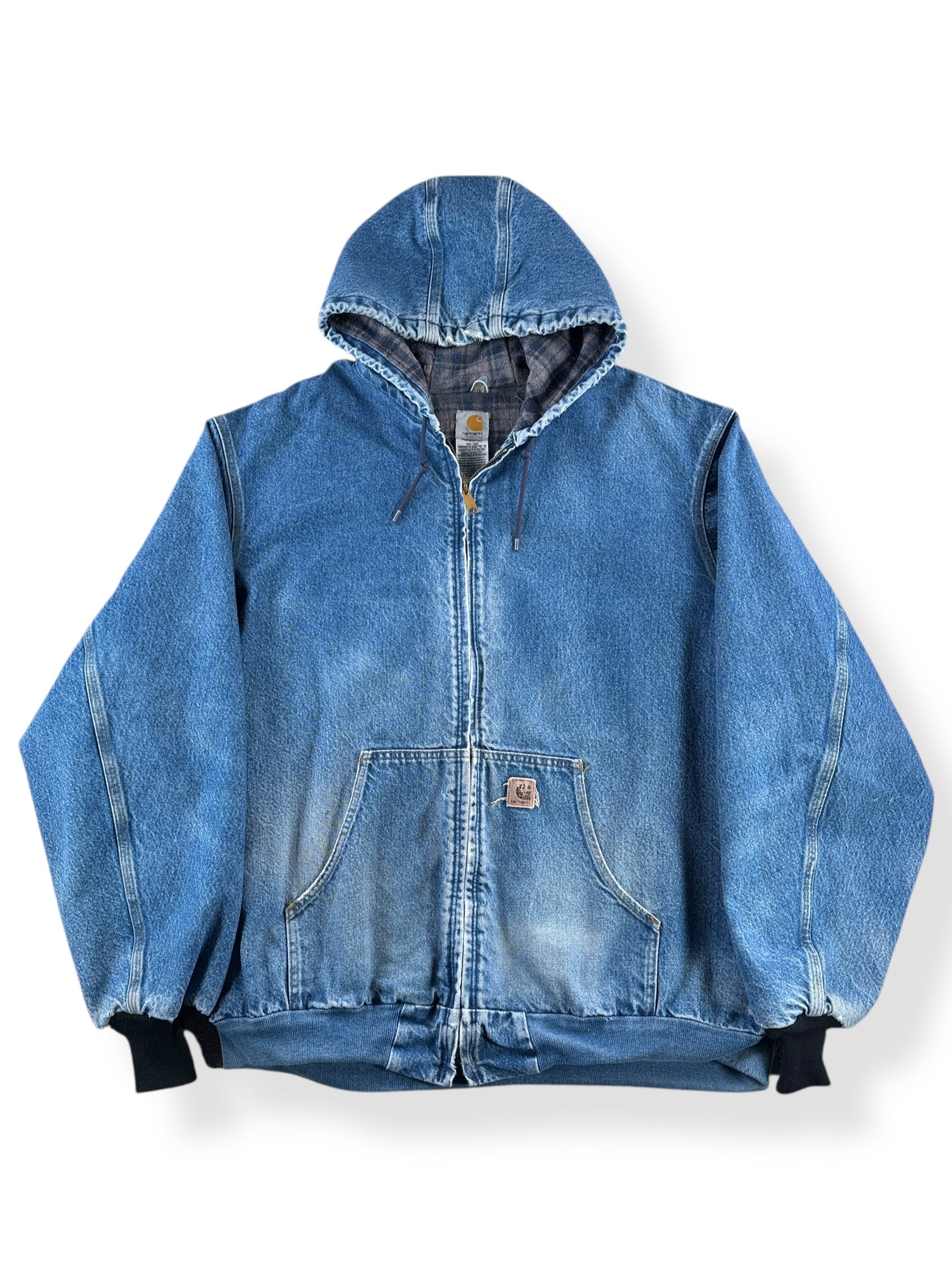 Front of Vintage Denim Carhartt Hooded Jacket SZ 3XL
