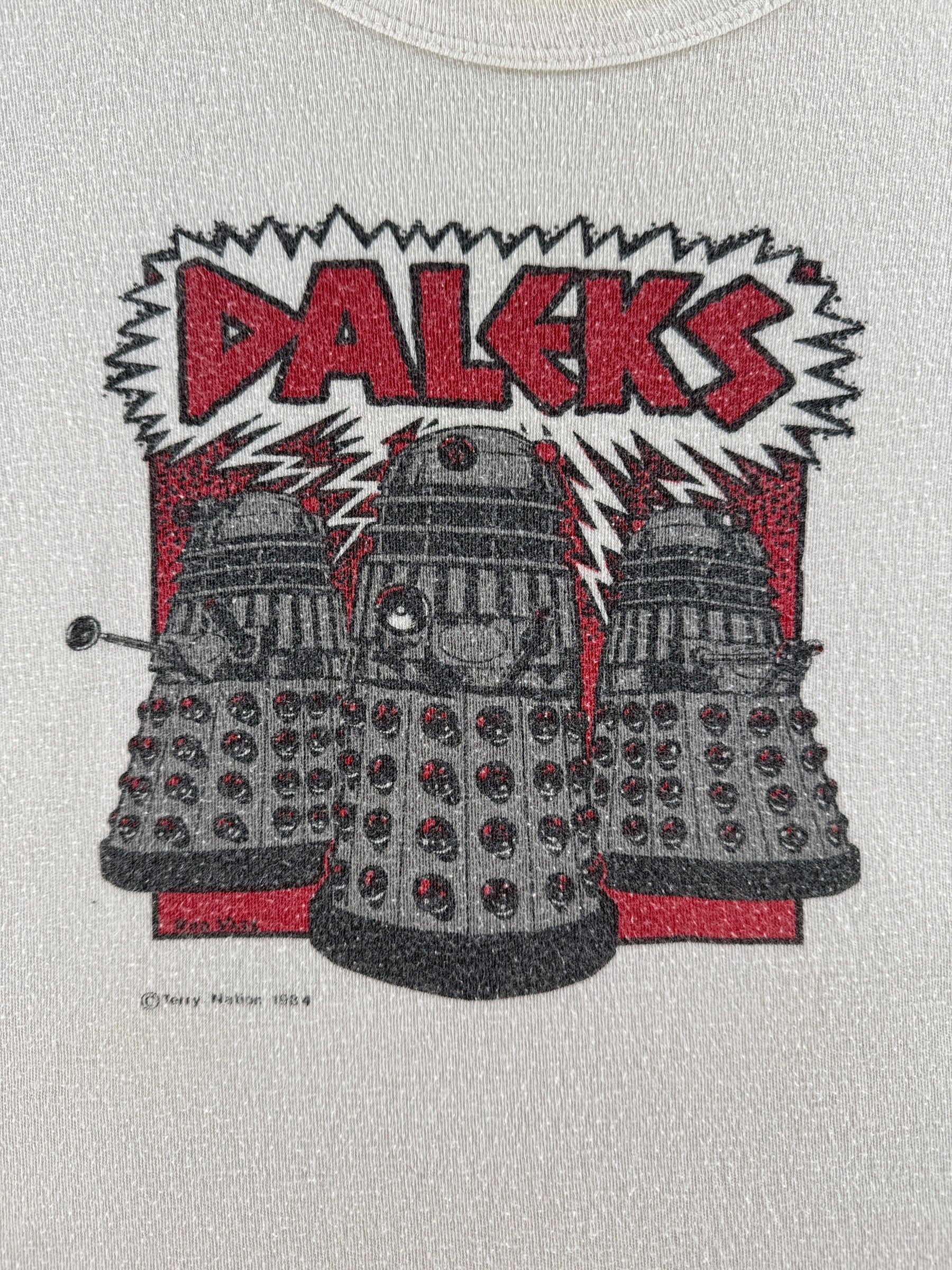 Front graphic of Vintage 80's Dr. Who Daleks Euro Tee SZ XL (Fits M)