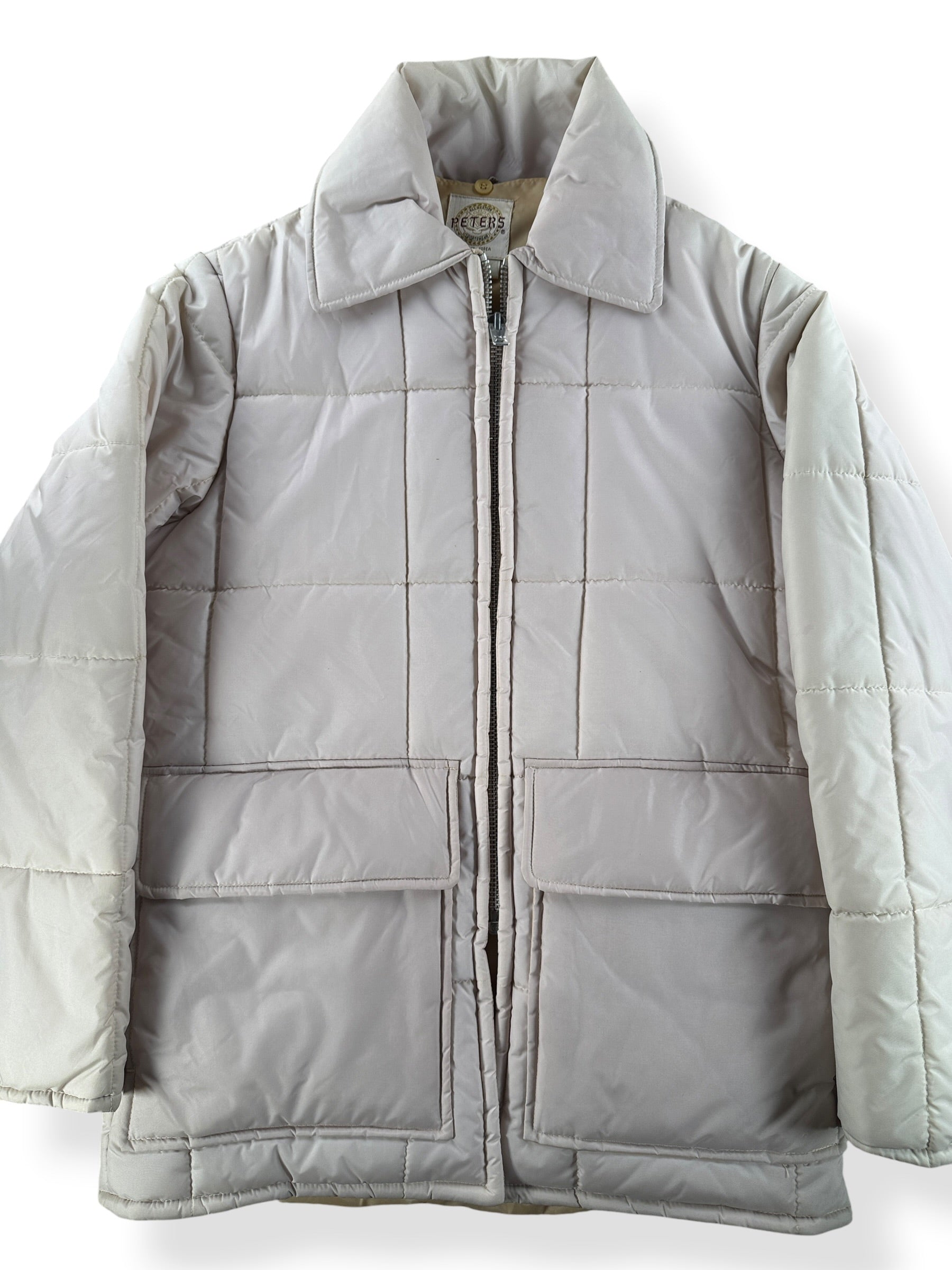 Front Close Up of Vintage Peter's Puffy Coat SZ S