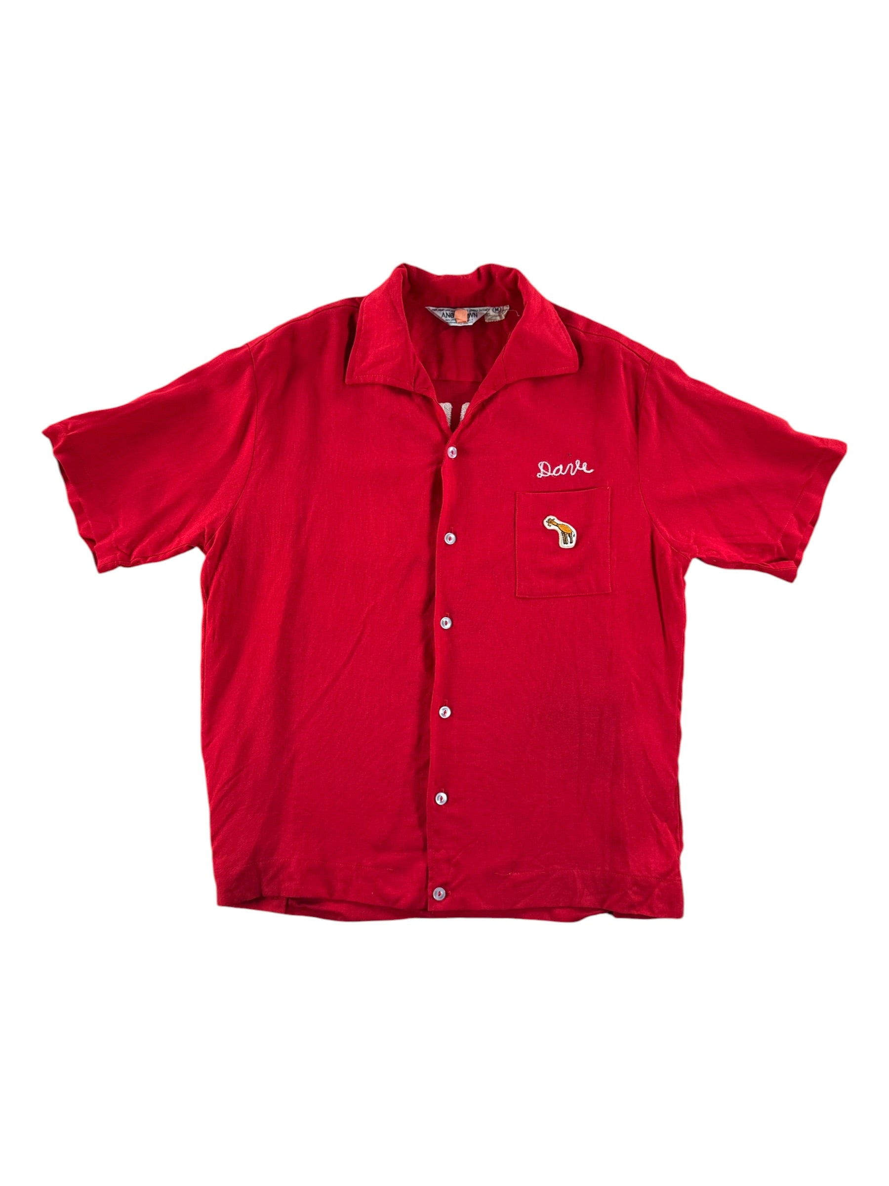 Front of Vintage Avis We Try Harder Chainstitch Bowling Shirt SZ M